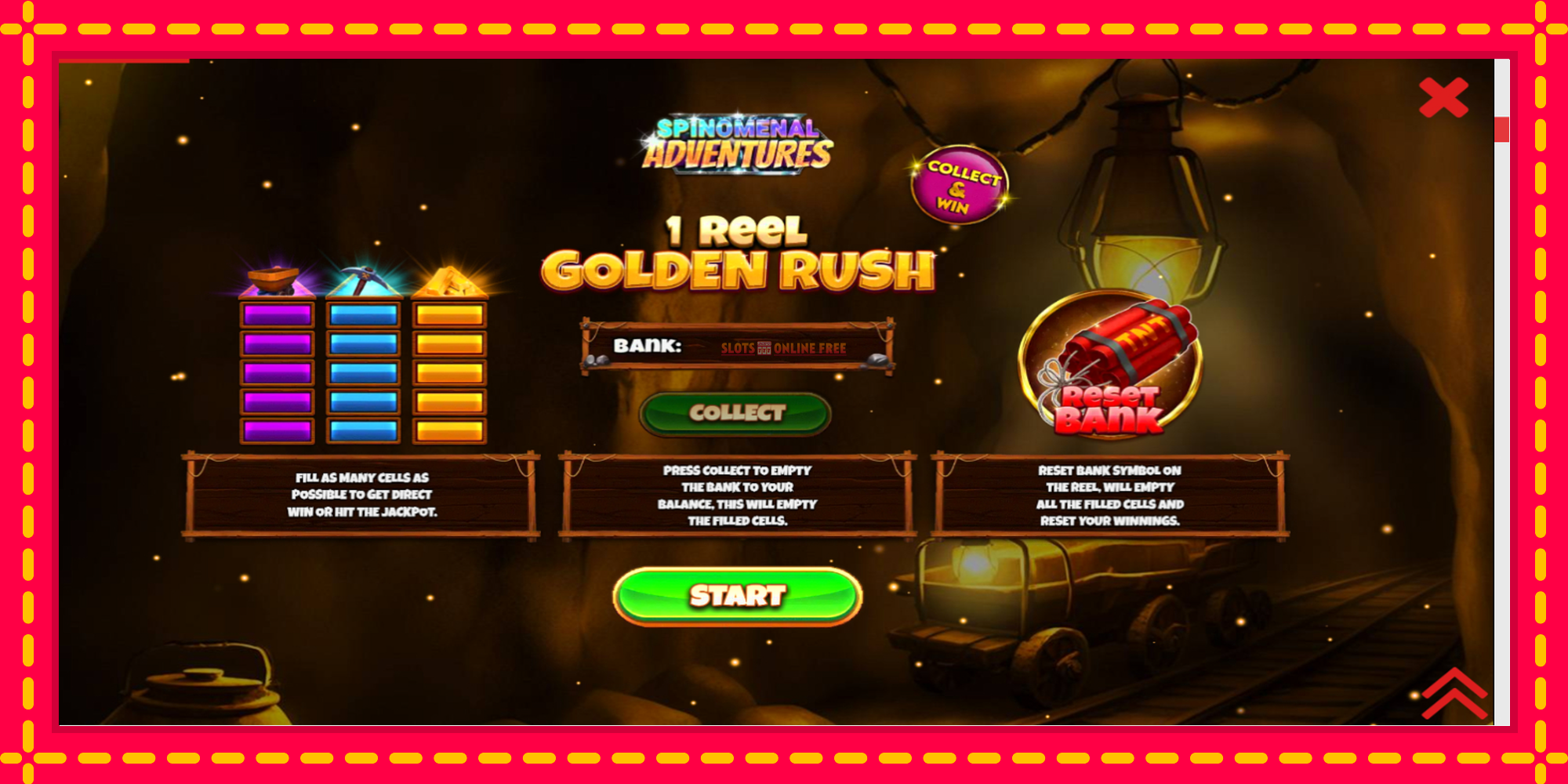 1 Reel Golden Rush - spēļu automāts ar modernu grafiku