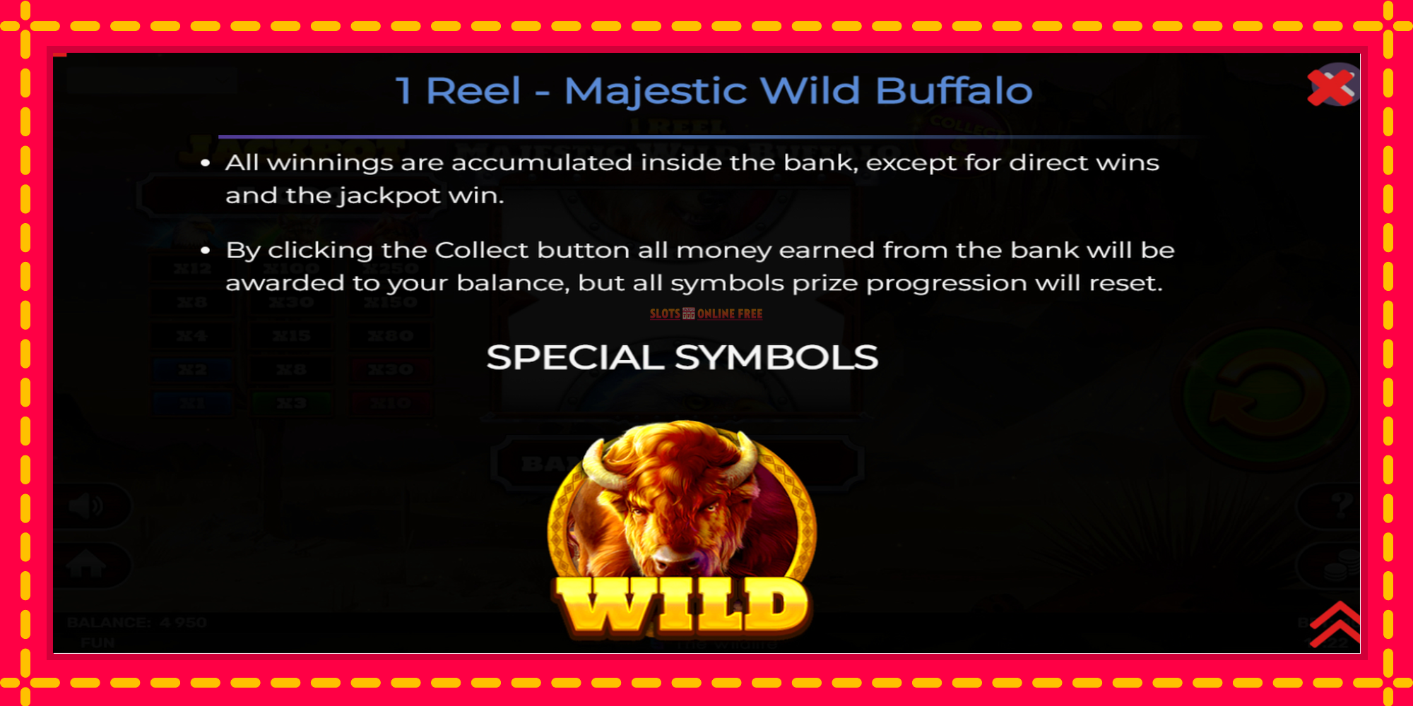 1 Reel Majestic Wild Buffalo - spēļu automāts ar modernu grafiku