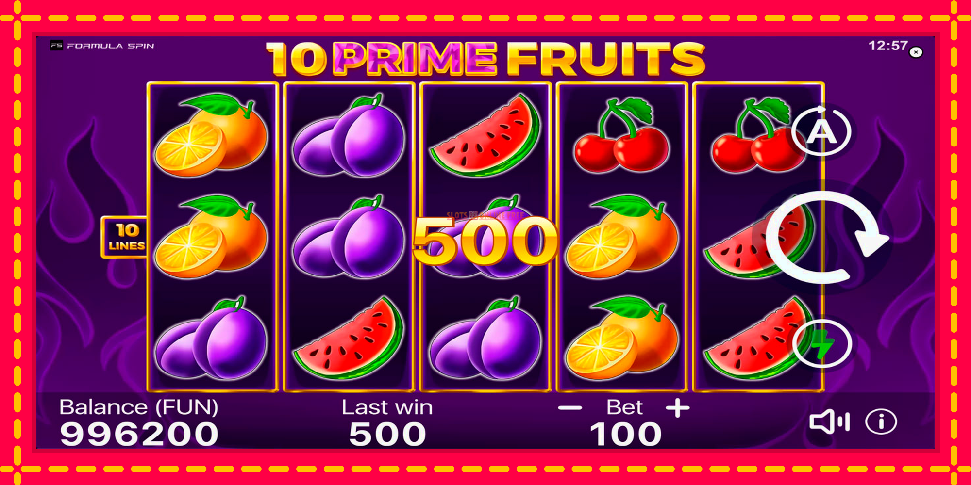 10 Prime Fruits - spēļu automāts ar modernu grafiku