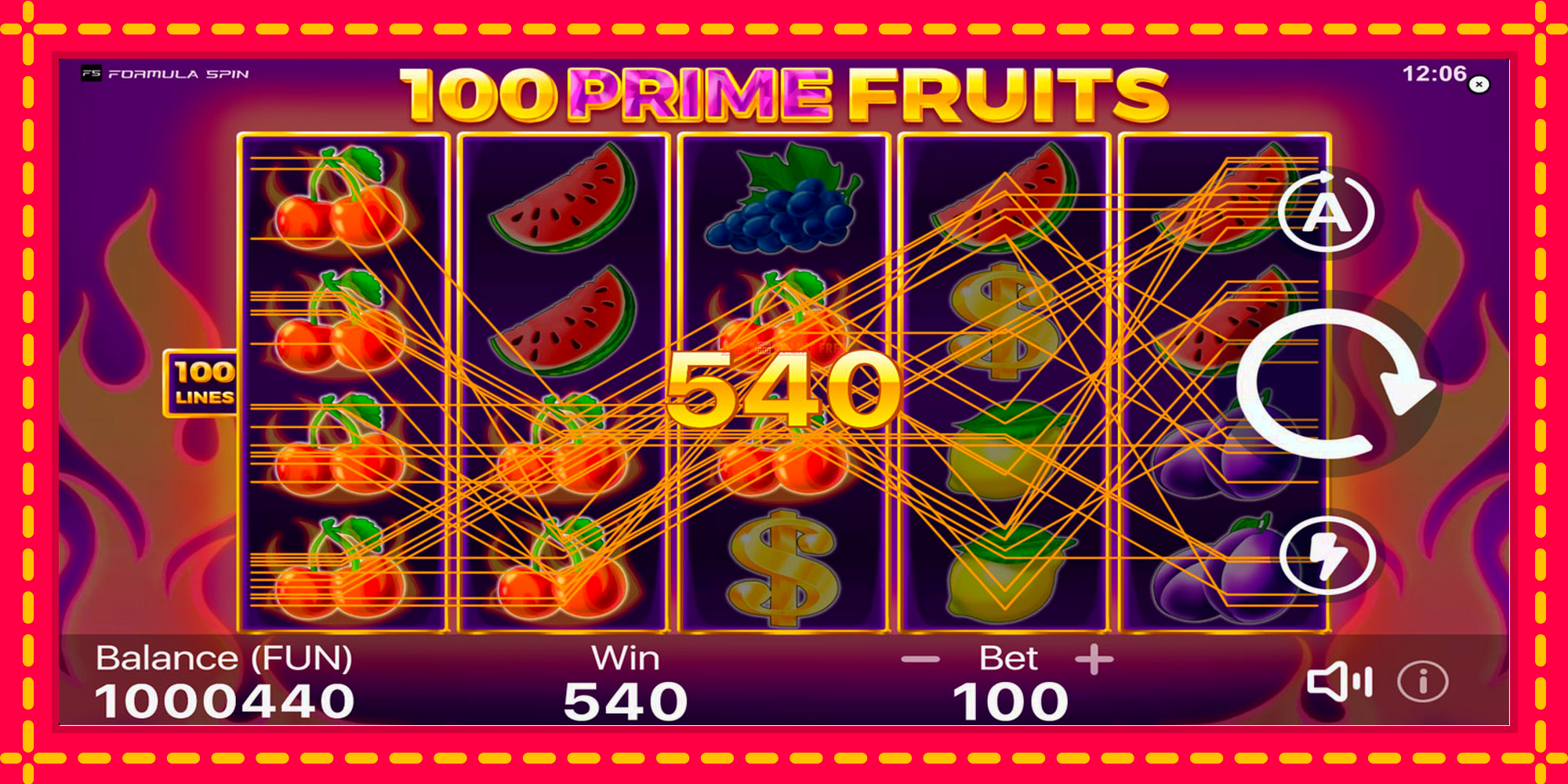 100 Prime Fruits - spēļu automāts ar modernu grafiku