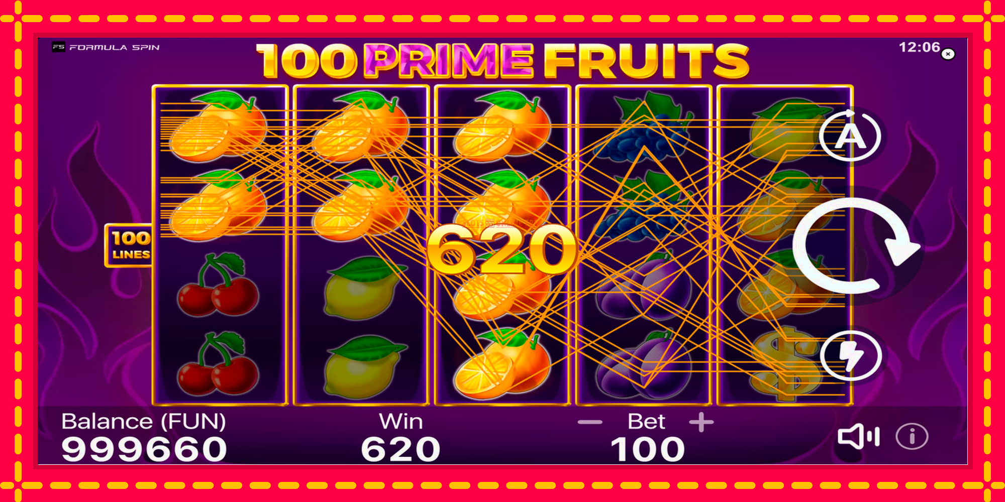 100 Prime Fruits - spēļu automāts ar modernu grafiku