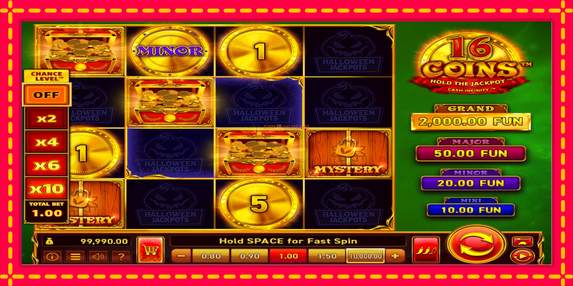 16 Coins Grand Gold Edition Halloween Jackpots - spēļu automāts ar modernu grafiku