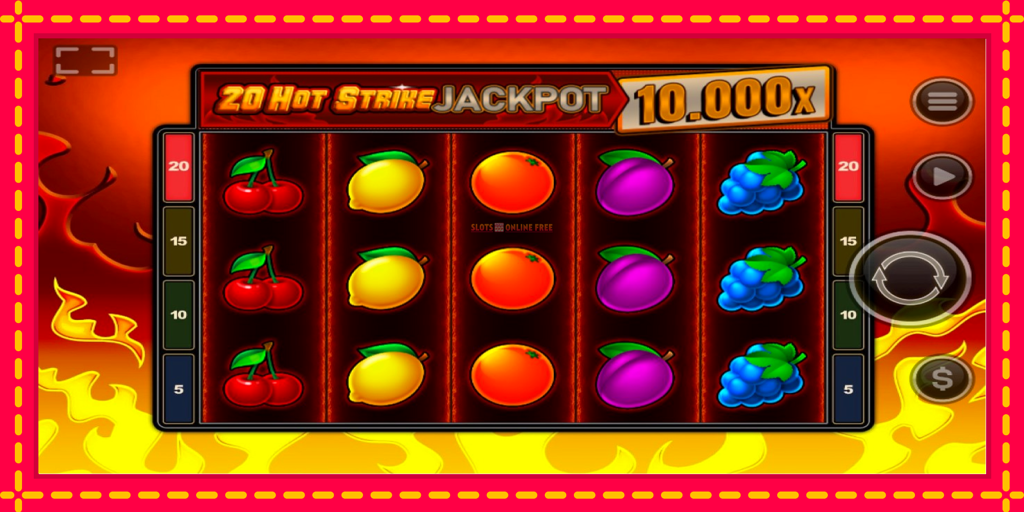 20 Hot Strike Jackpot - spēļu automāts ar modernu grafiku