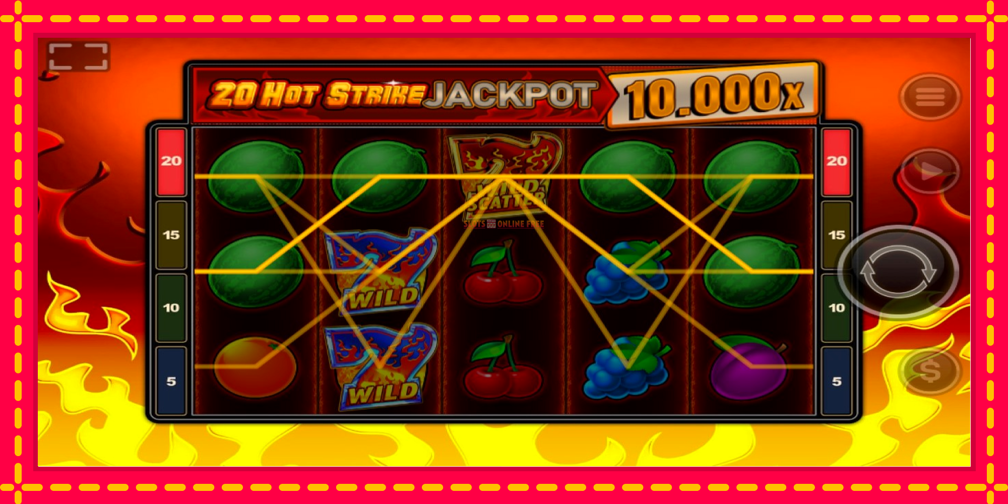 20 Hot Strike Jackpot - spēļu automāts ar modernu grafiku