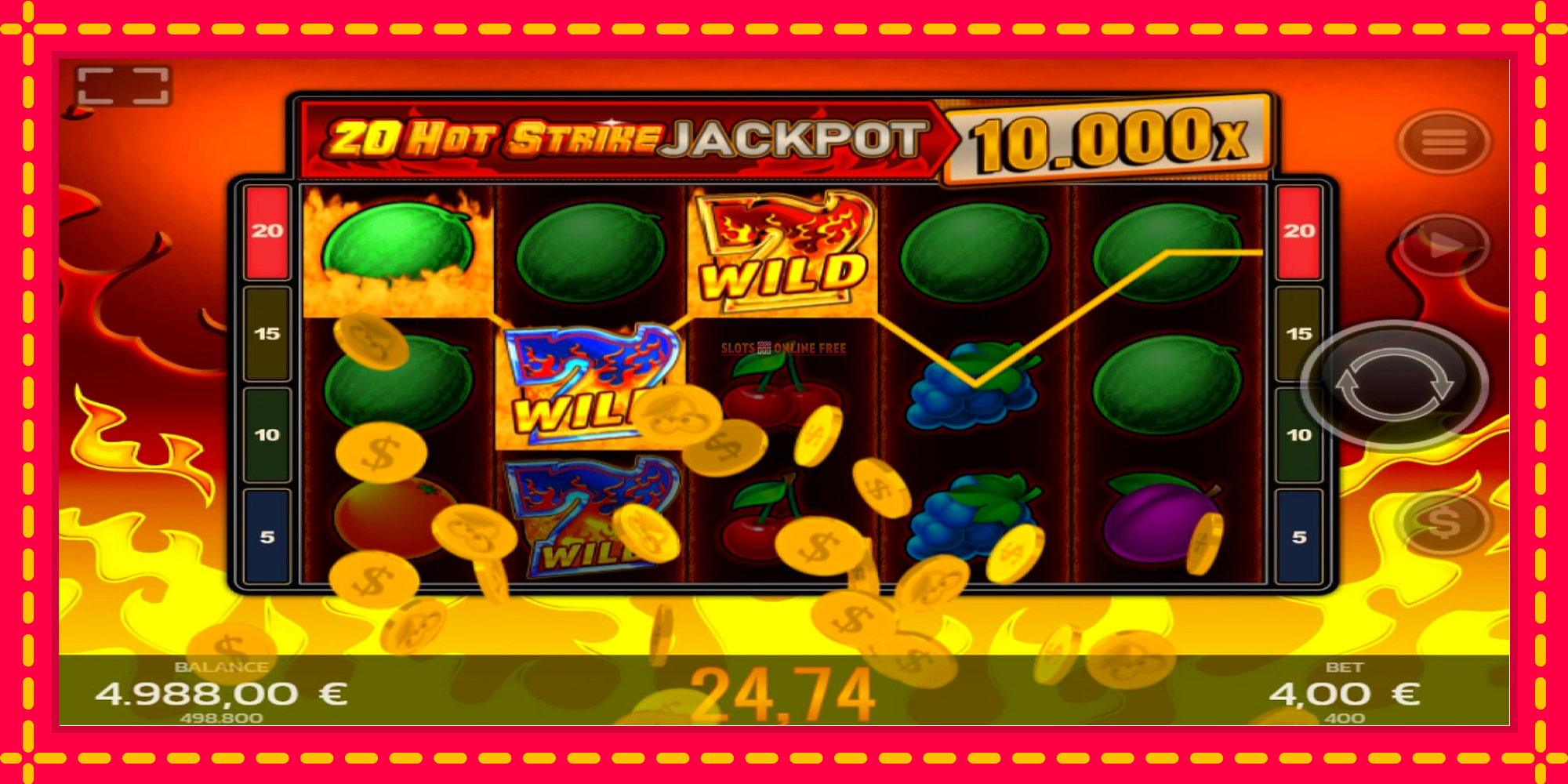 20 Hot Strike Jackpot - spēļu automāts ar modernu grafiku