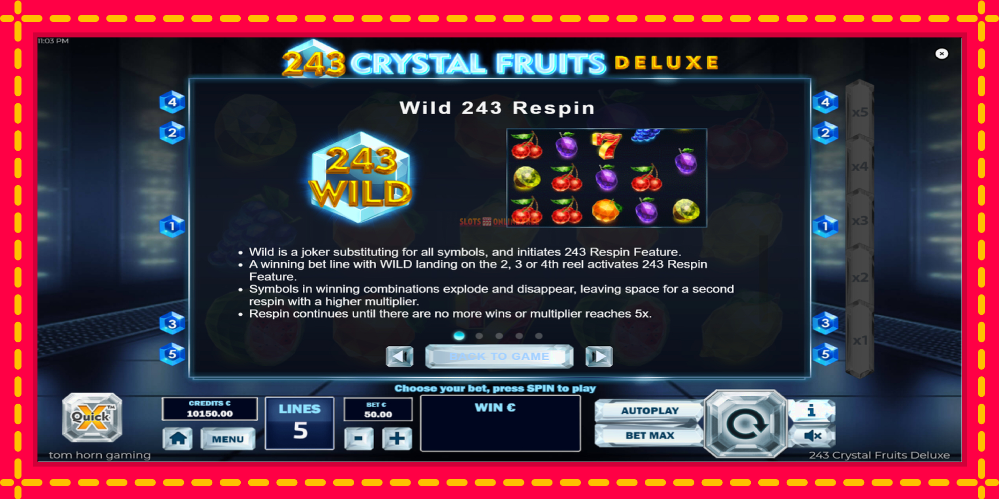 243 Crystal Fruits Deluxe - spēļu automāts ar modernu grafiku