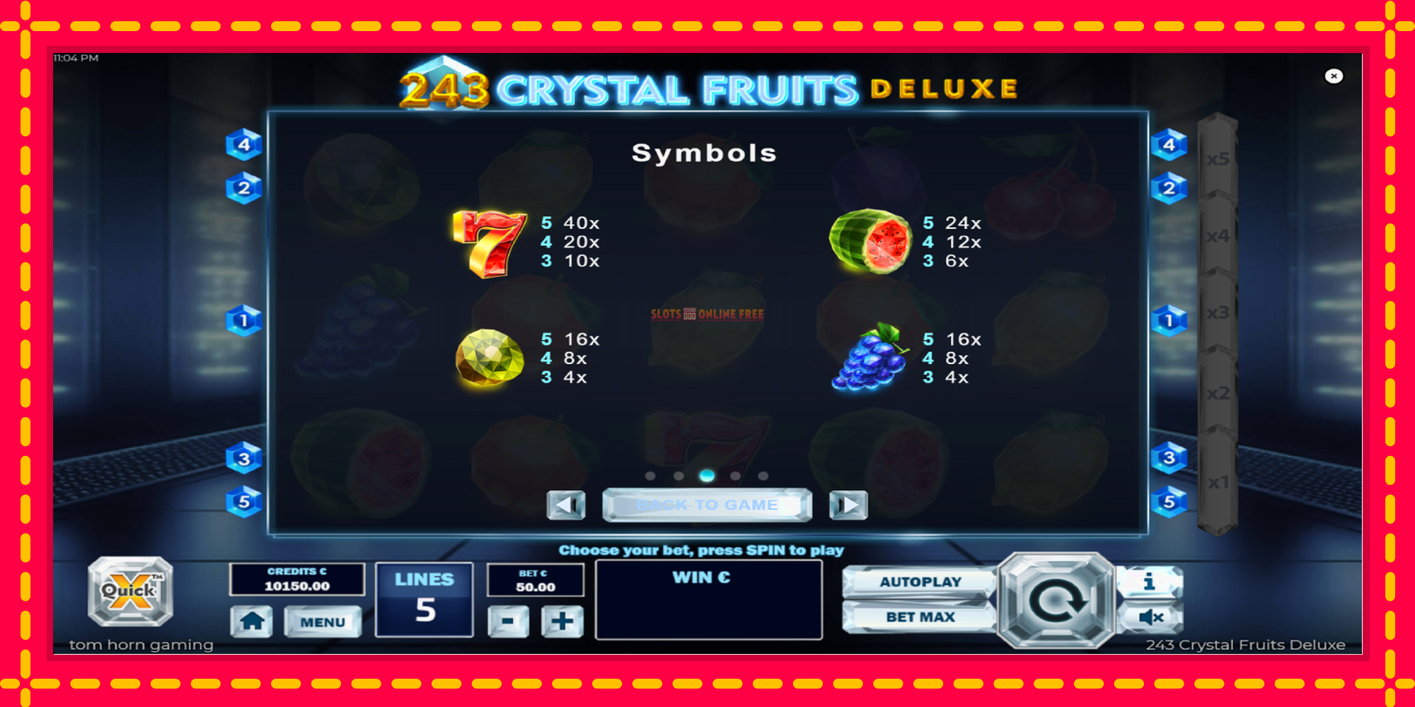 243 Crystal Fruits Deluxe - spēļu automāts ar modernu grafiku