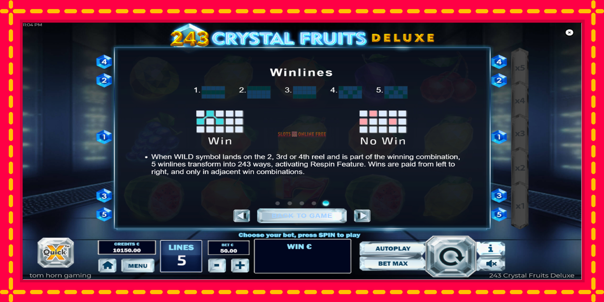 243 Crystal Fruits Deluxe - spēļu automāts ar modernu grafiku