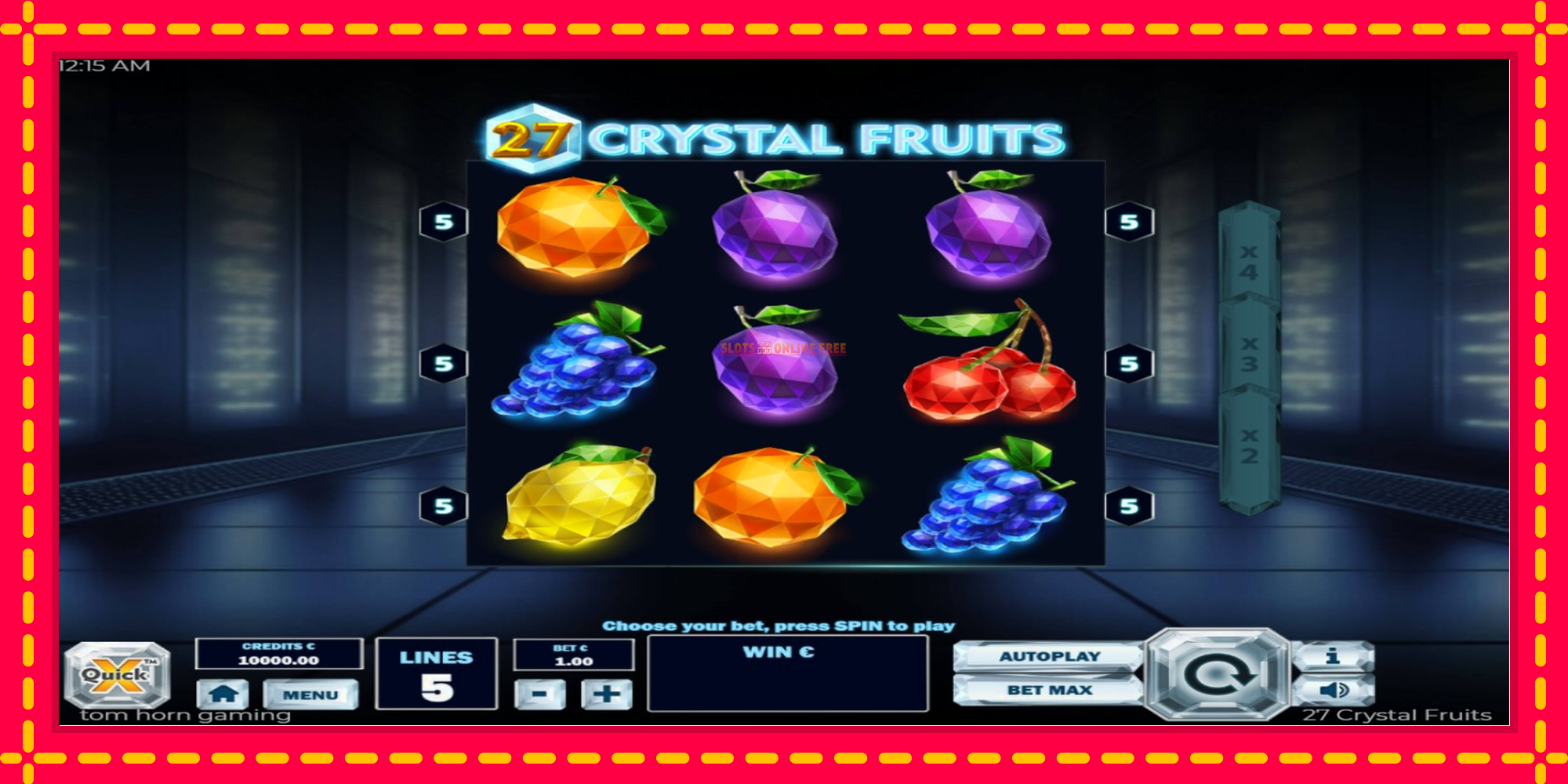 27 Crystal Fruits - spēļu automāts ar modernu grafiku