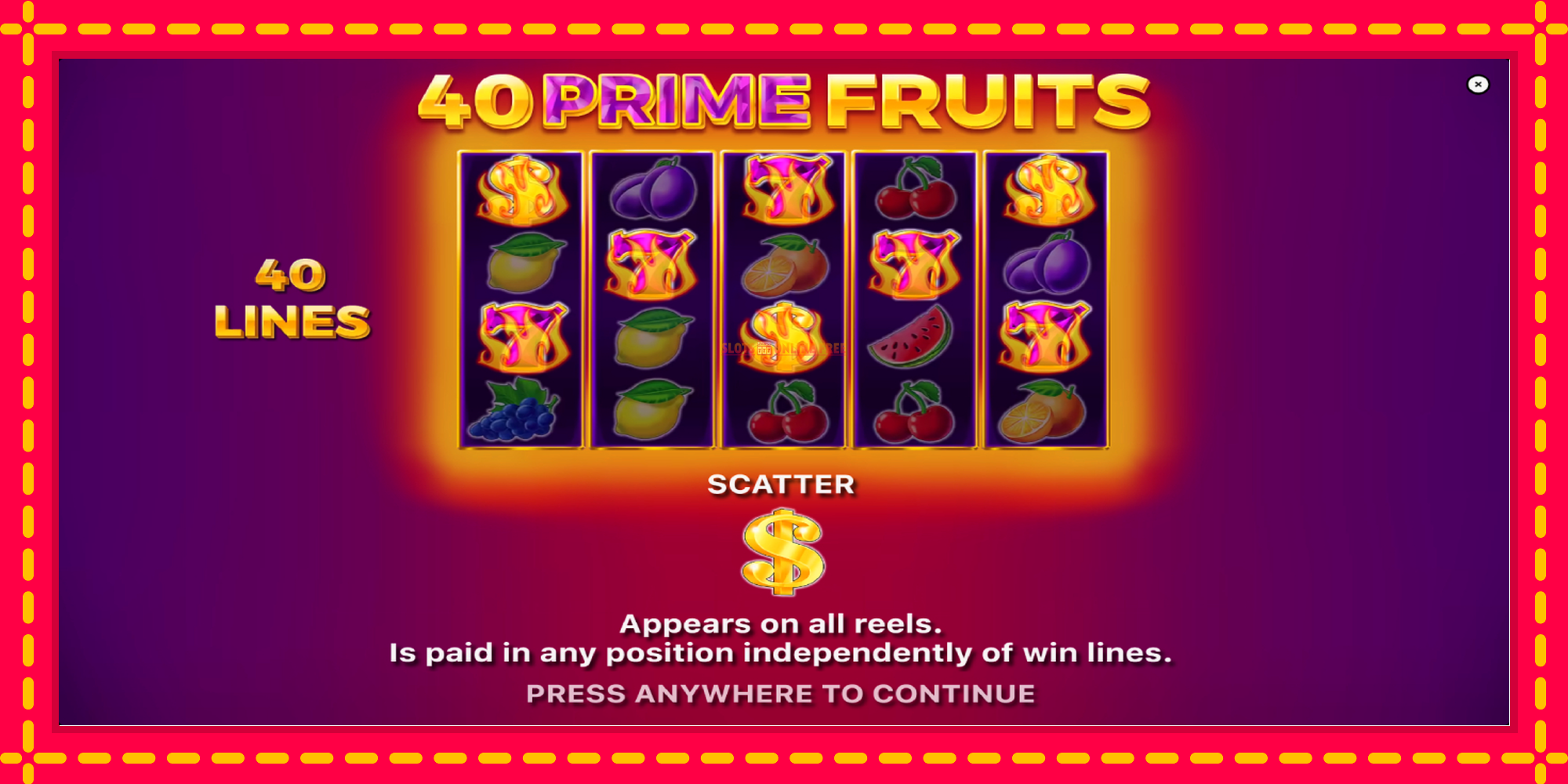 40 Prime Fruits - spēļu automāts ar modernu grafiku