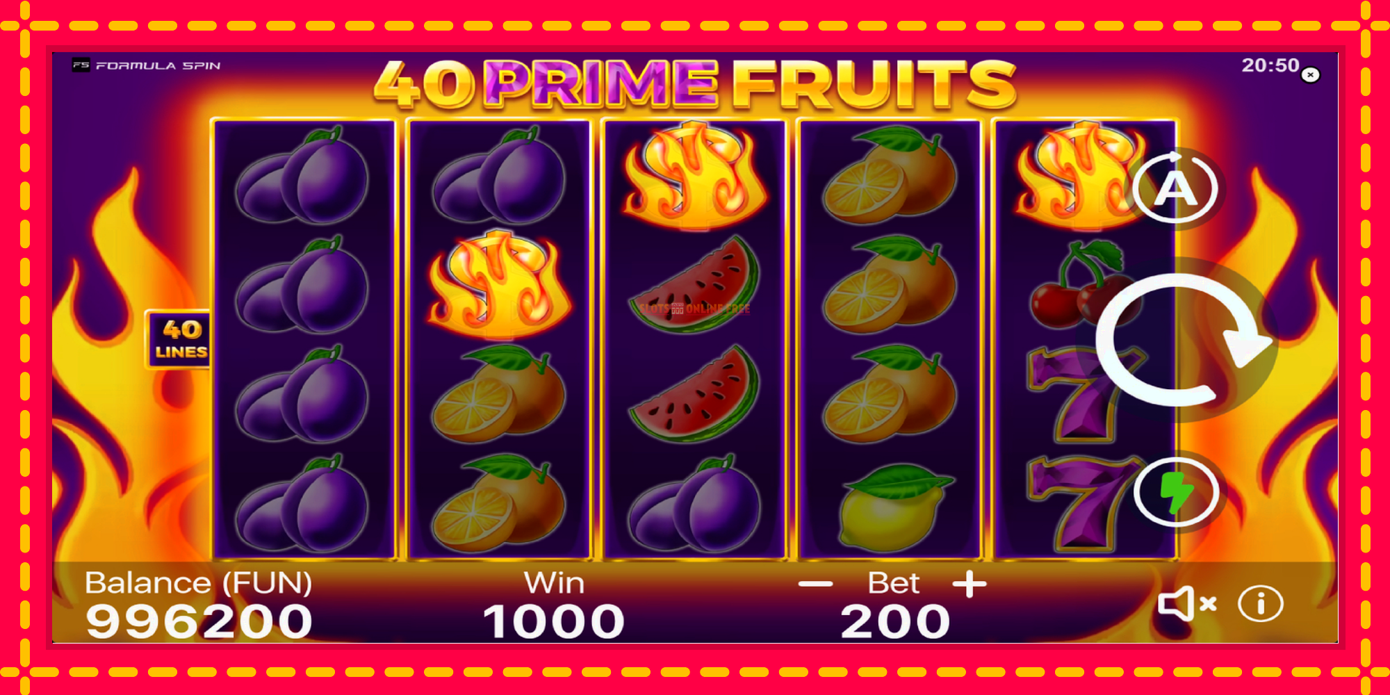 40 Prime Fruits - spēļu automāts ar modernu grafiku