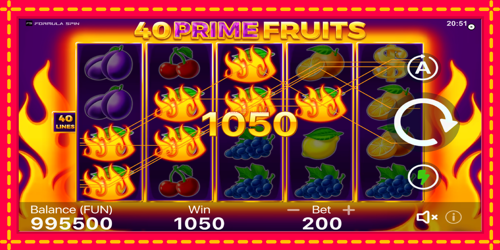 40 Prime Fruits - spēļu automāts ar modernu grafiku