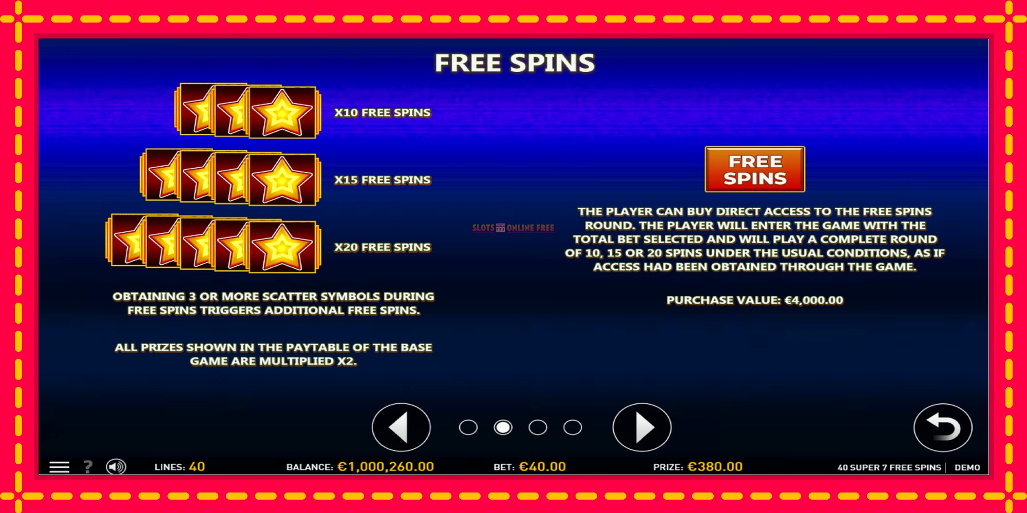 40 Super 7 Free Spins - spēļu automāts ar modernu grafiku