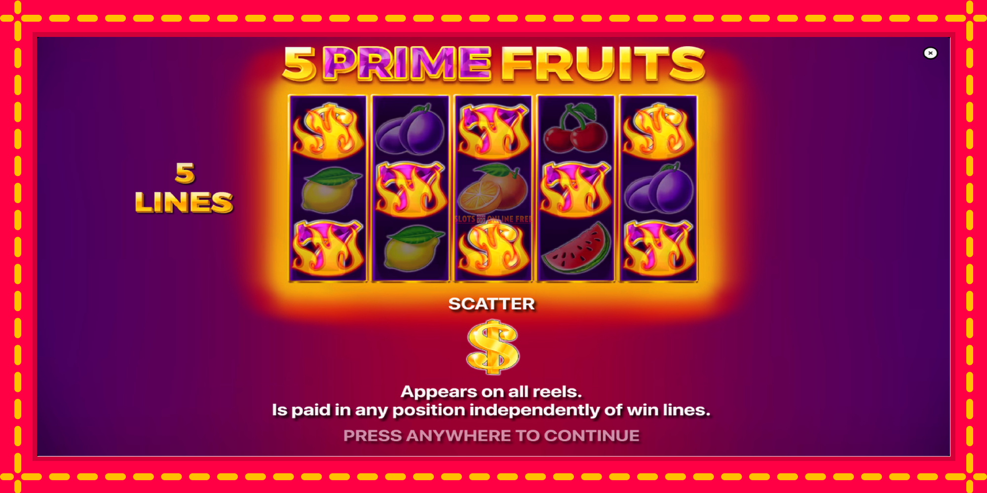 5 Prime Fruits - spēļu automāts ar modernu grafiku