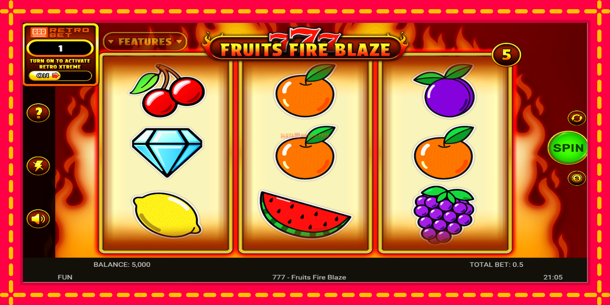 777 - Fruits Fire Blaze - spēļu automāts ar modernu grafiku