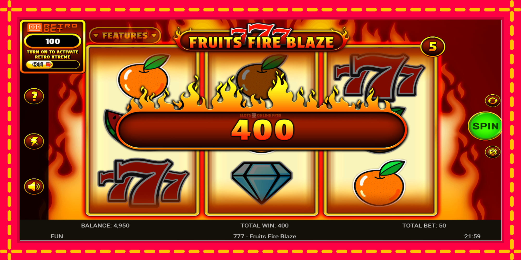 777 - Fruits Fire Blaze - spēļu automāts ar modernu grafiku