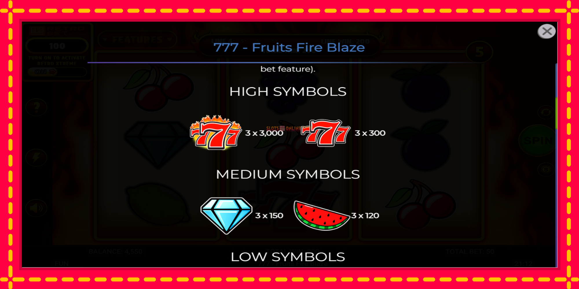 777 - Fruits Fire Blaze - spēļu automāts ar modernu grafiku