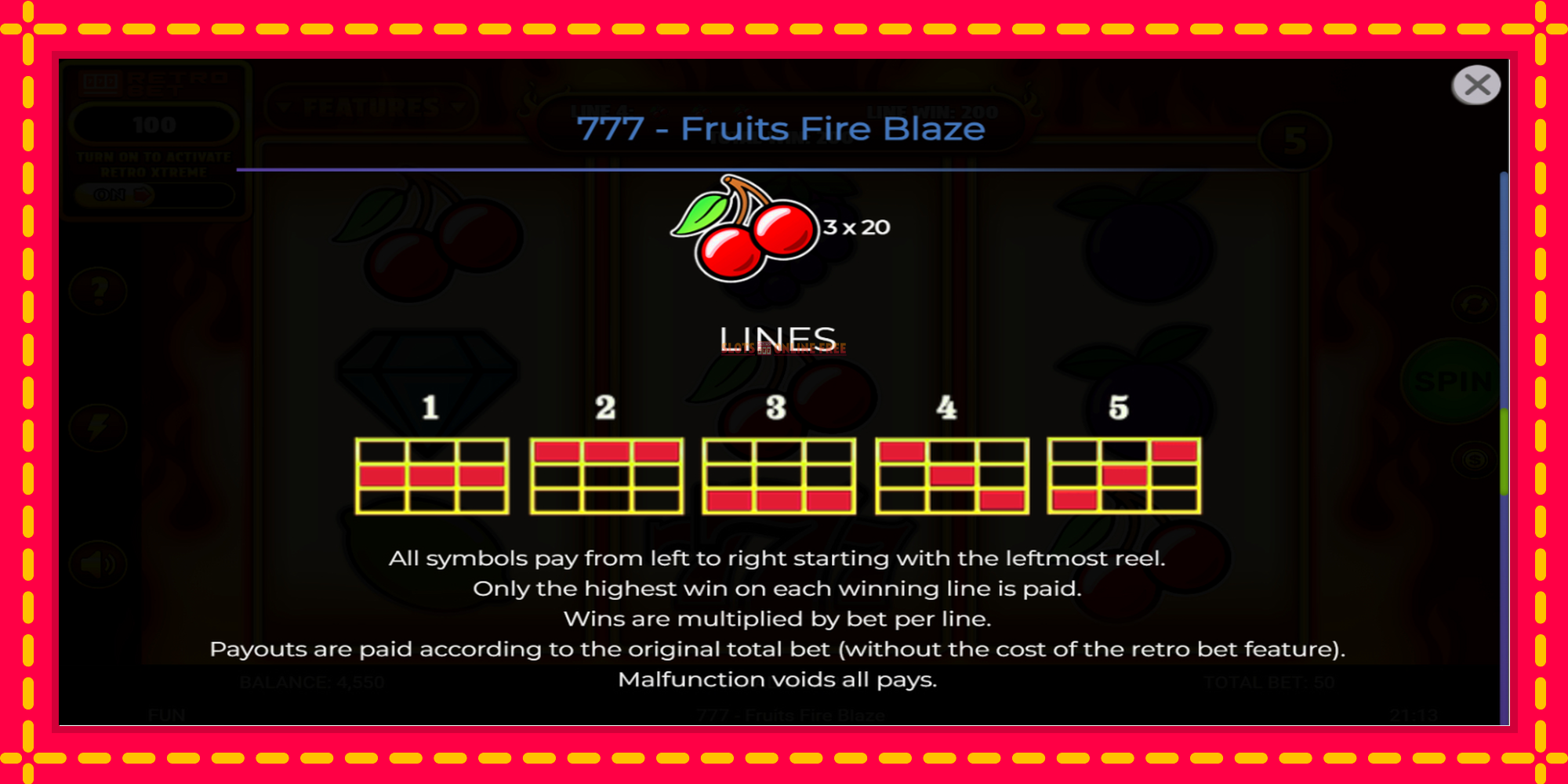 777 - Fruits Fire Blaze - spēļu automāts ar modernu grafiku