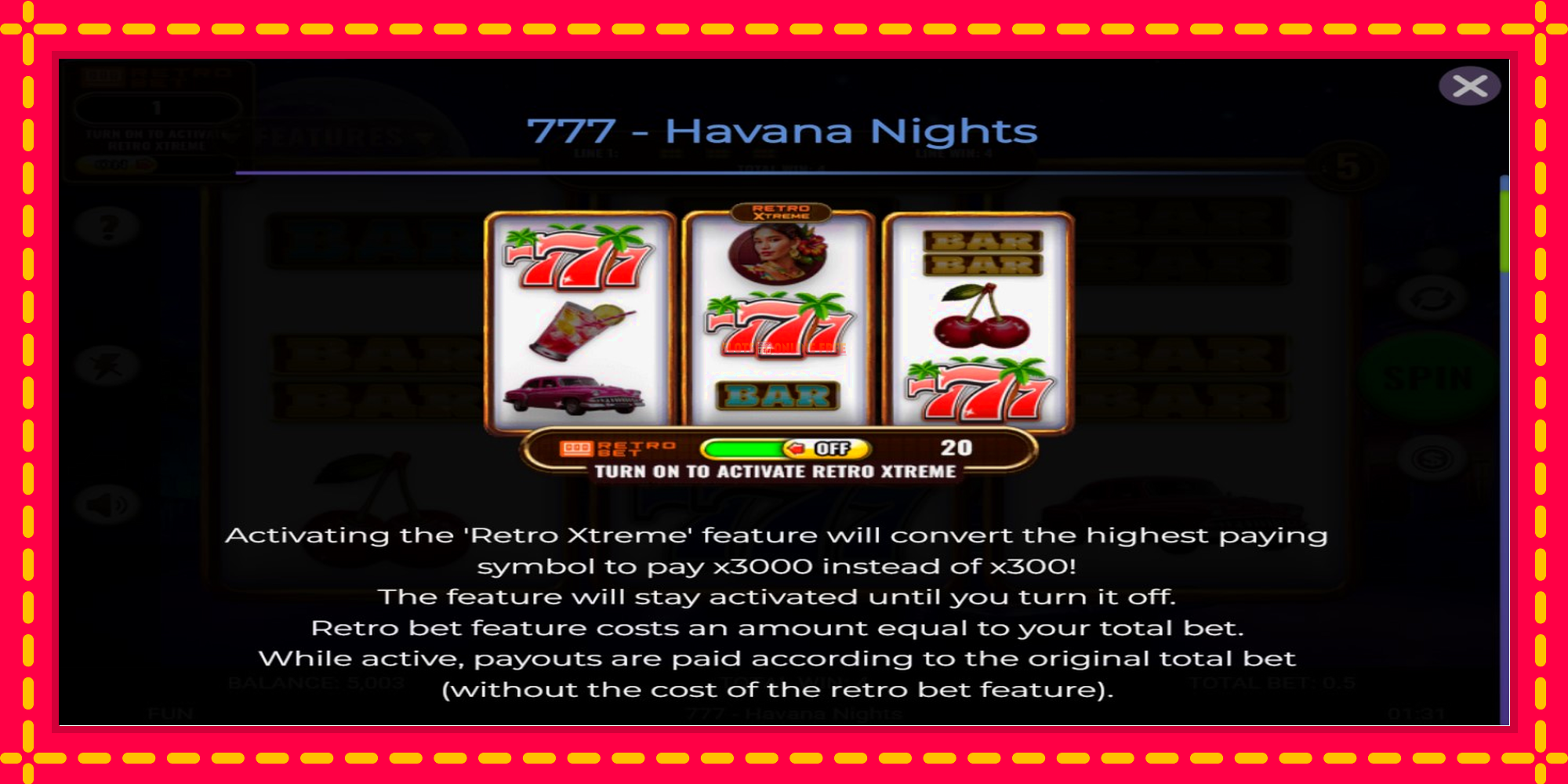 777 - Havana Nights - spēļu automāts ar modernu grafiku