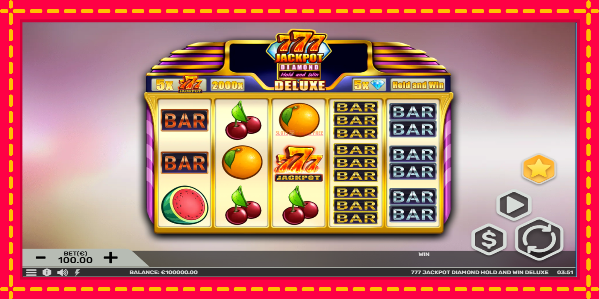 777 Jackpot Diamond Hold and Win Deluxe - spēļu automāts ar modernu grafiku