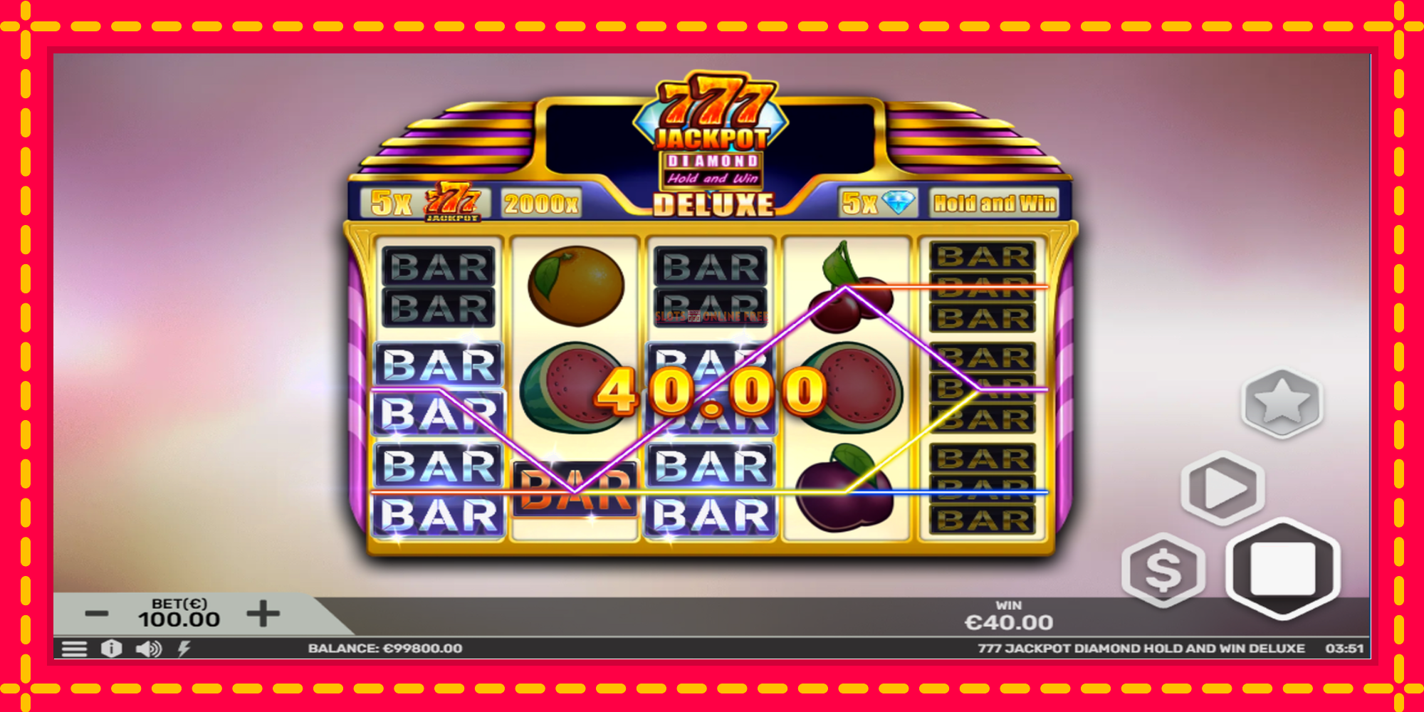 777 Jackpot Diamond Hold and Win Deluxe - spēļu automāts ar modernu grafiku