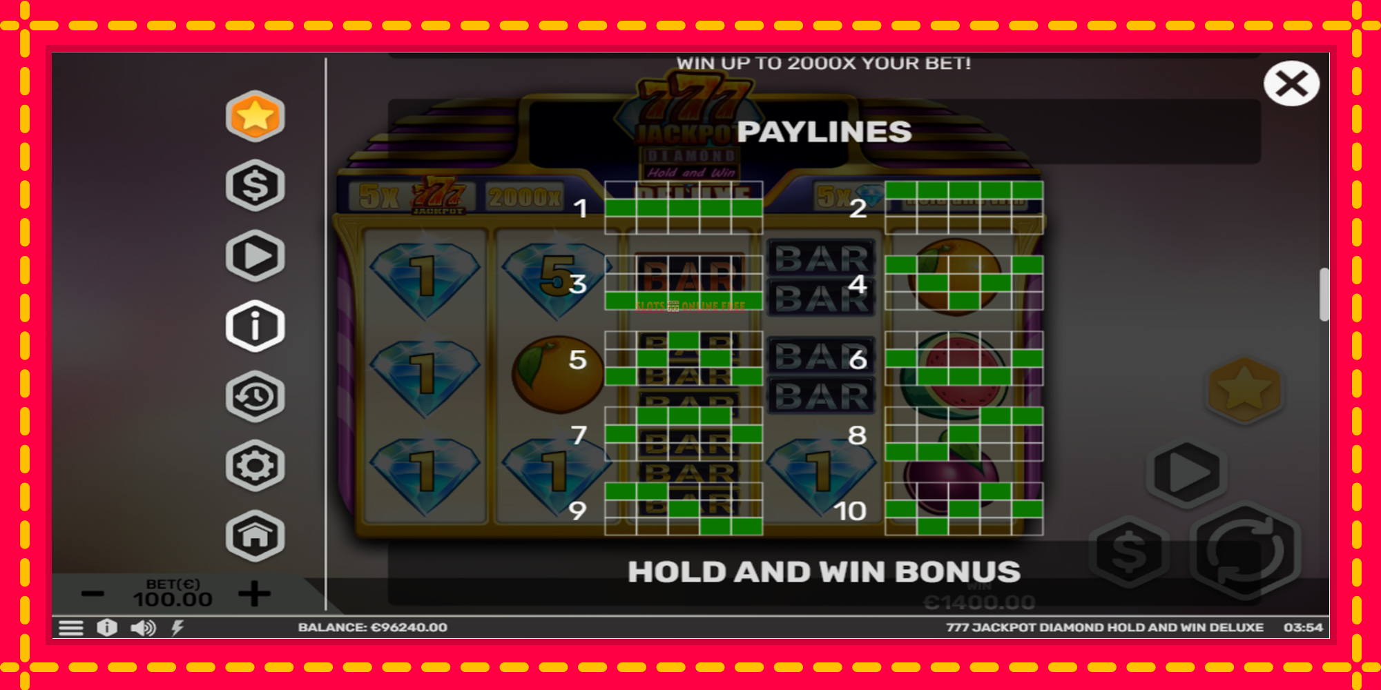 777 Jackpot Diamond Hold and Win Deluxe - spēļu automāts ar modernu grafiku