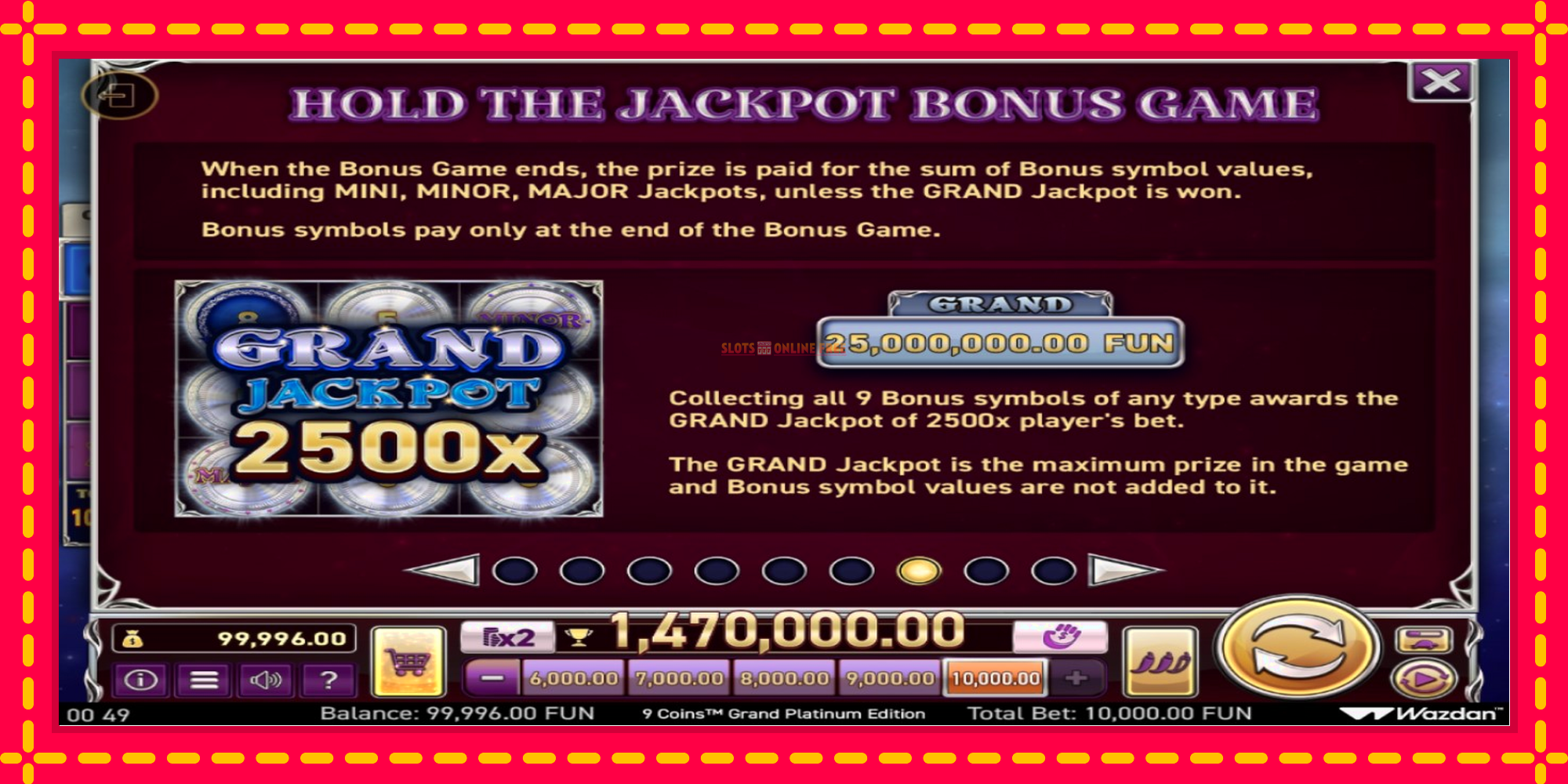 9 Coins Grand Platinum Edition Score The Jackpot - spēļu automāts ar modernu grafiku