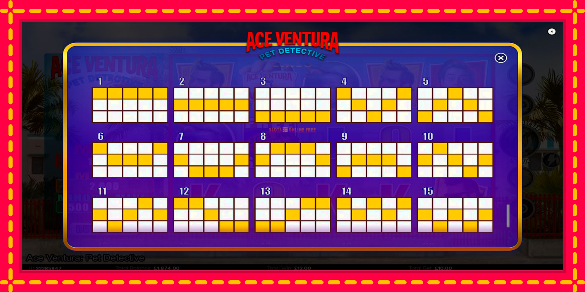 Ace Ventura - spēļu automāts ar modernu grafiku