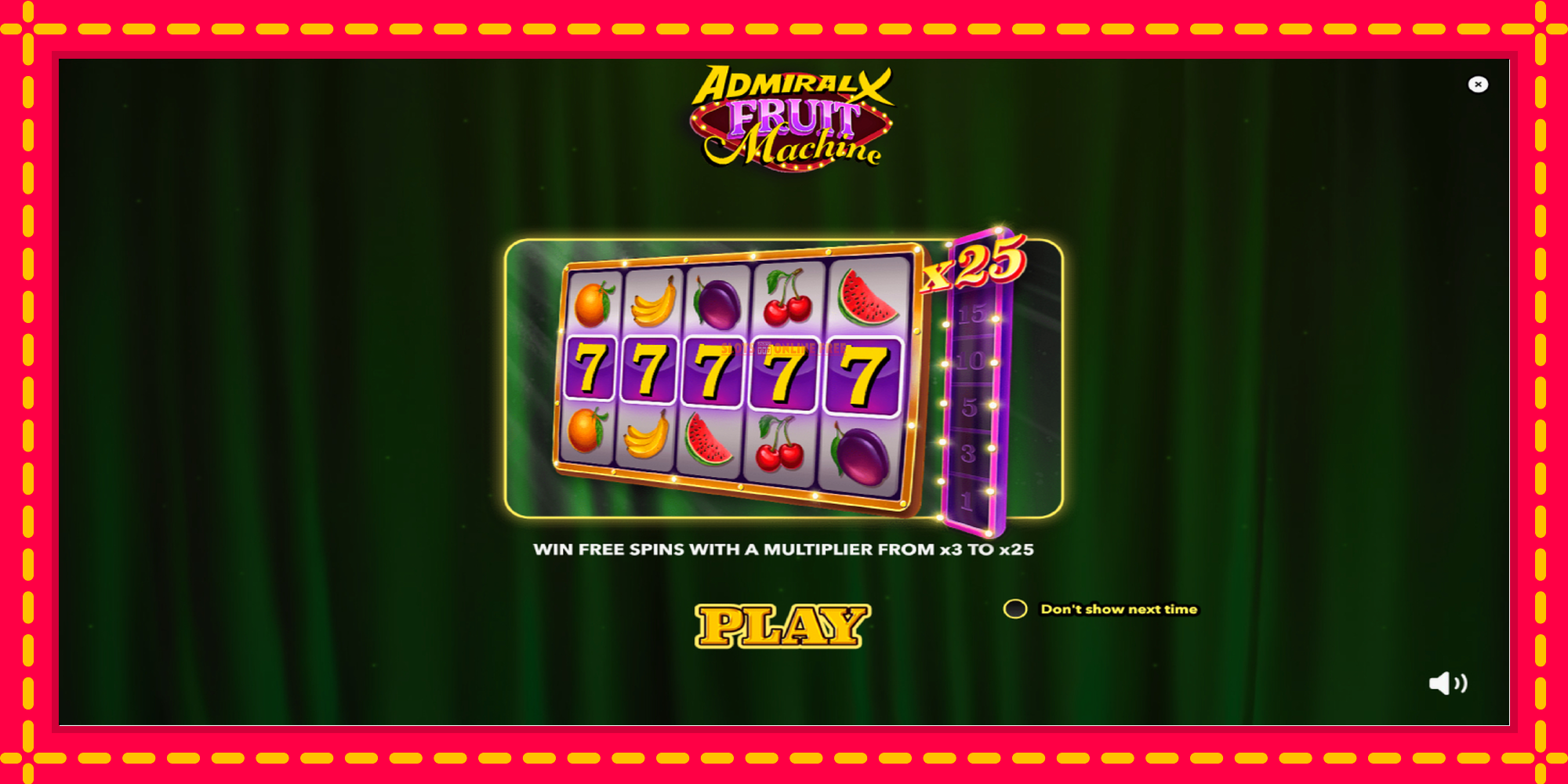 Admiral X Fruit Machine - spēļu automāts ar modernu grafiku