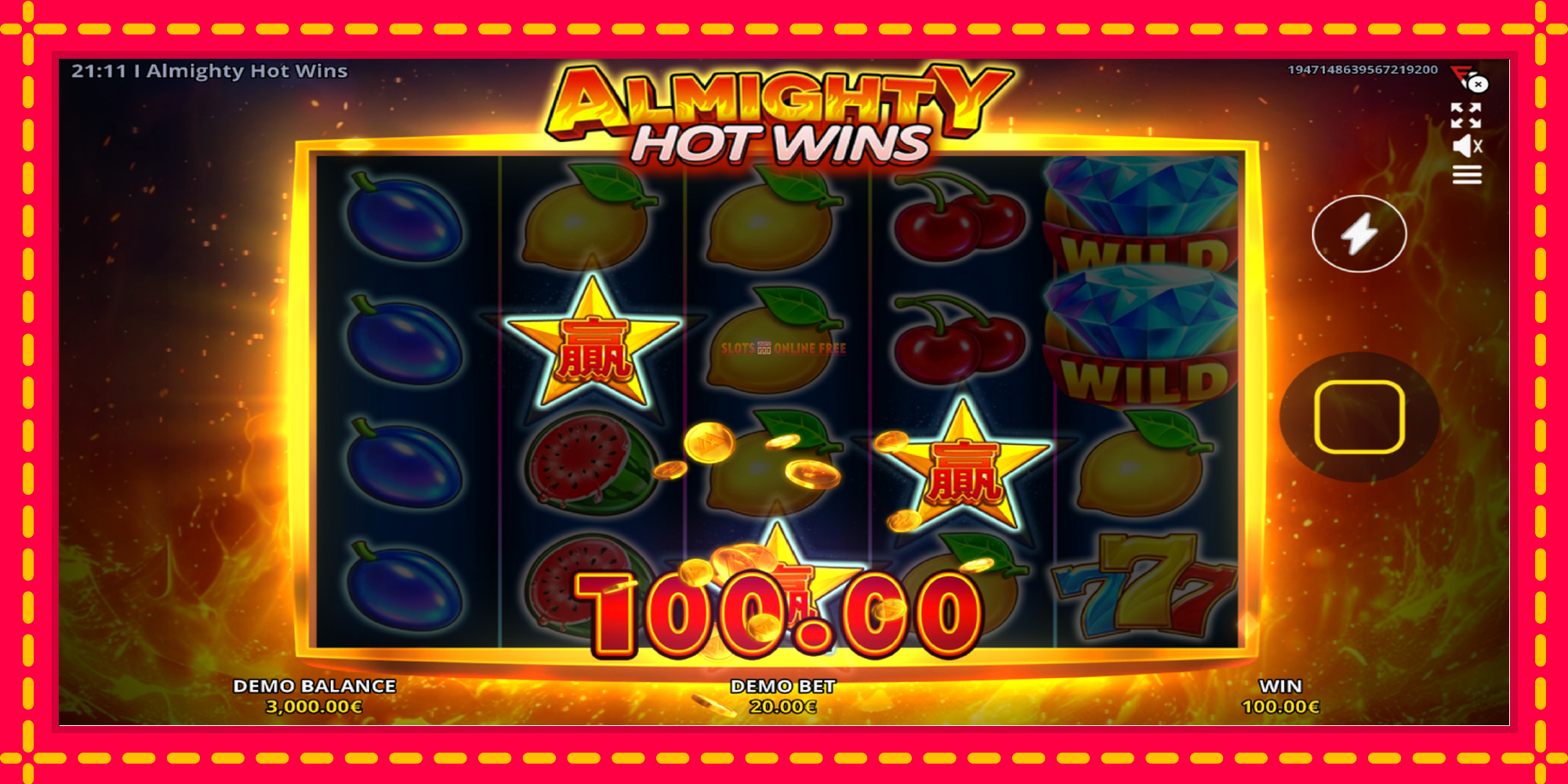 Almighty Hot Wins - spēļu automāts ar modernu grafiku