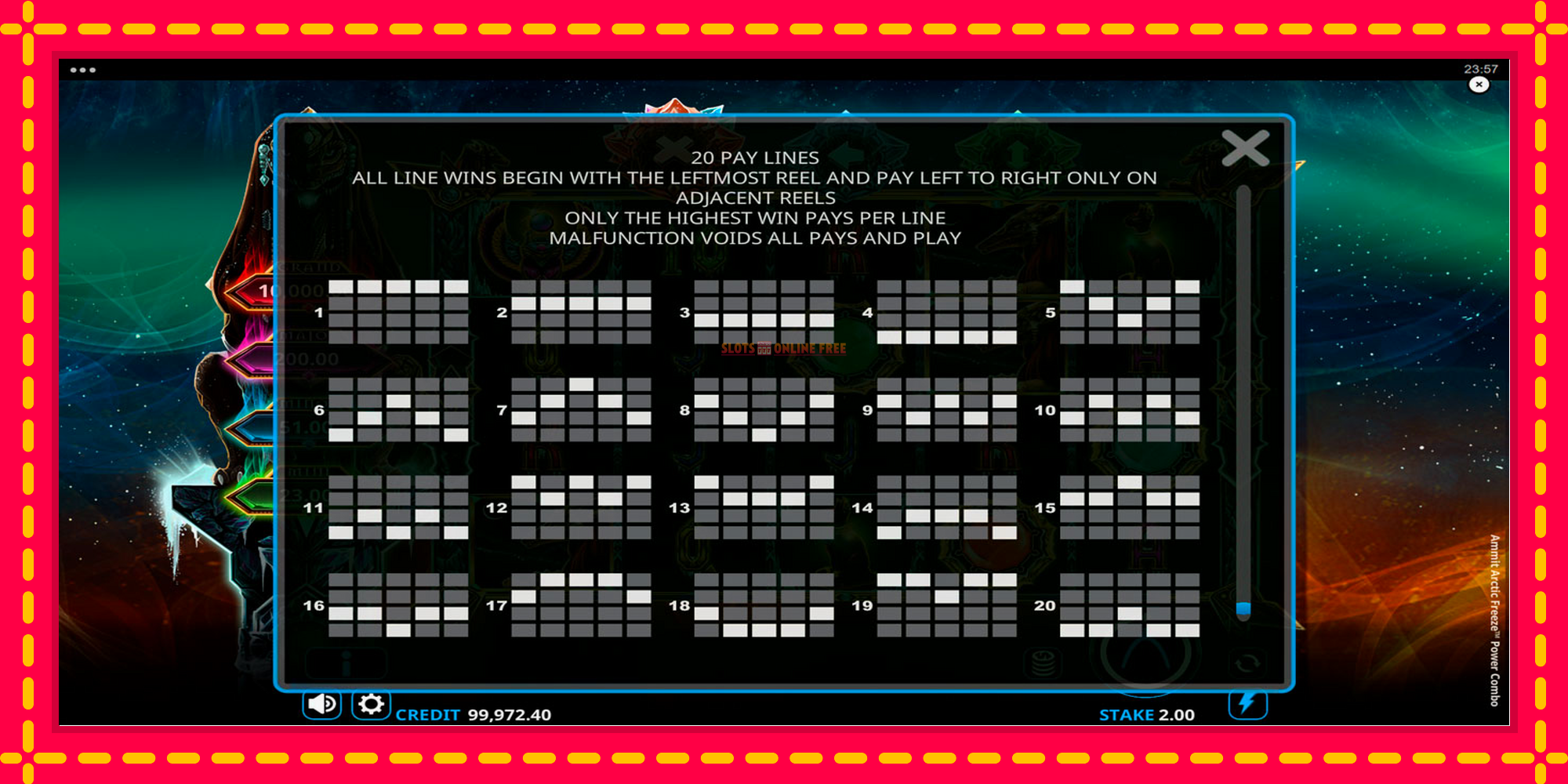 Ammit Arctic Freeze Power Combo - spēļu automāts ar modernu grafiku
