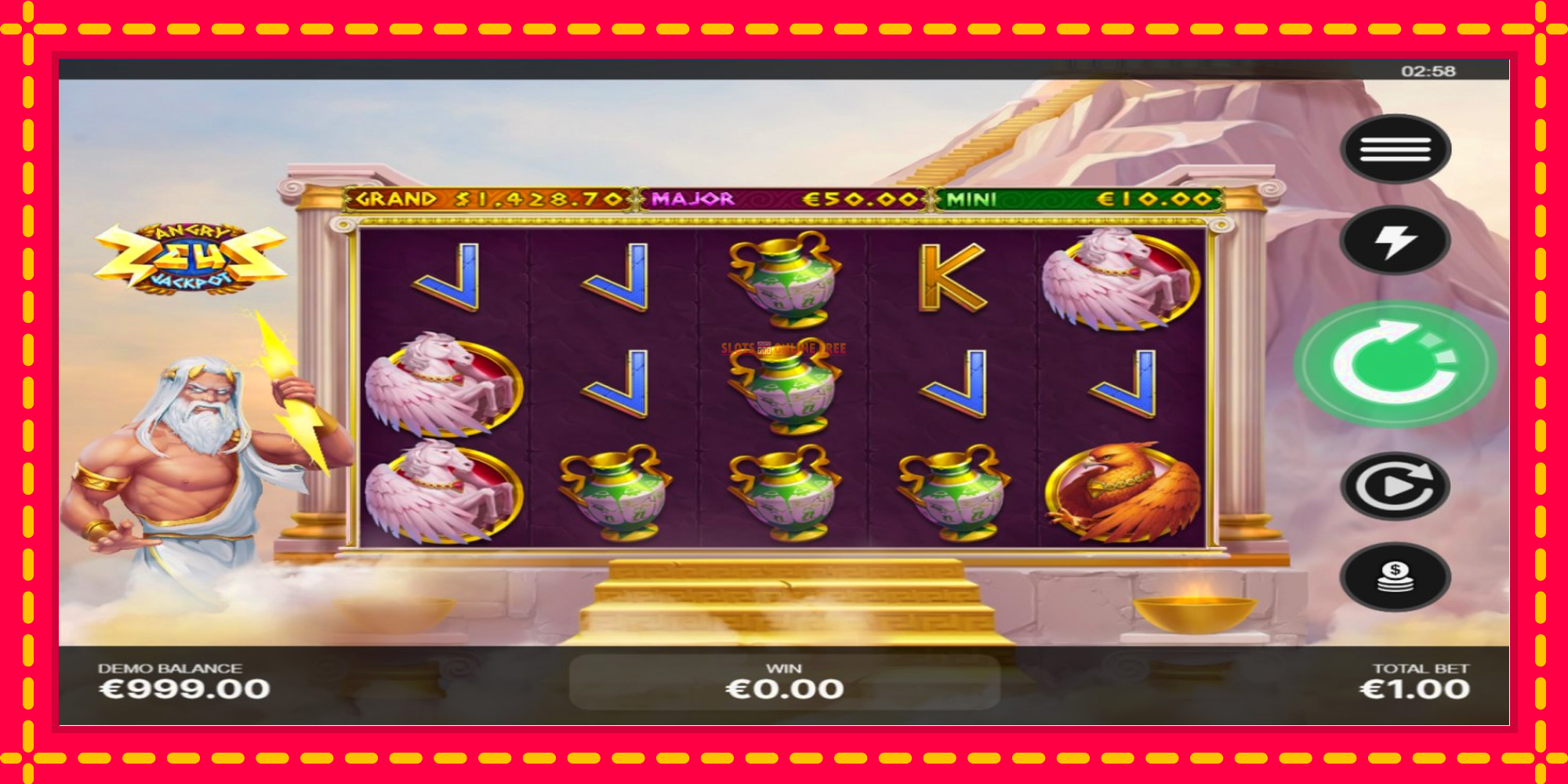 Angry Zeus Jackpot - spēļu automāts ar modernu grafiku