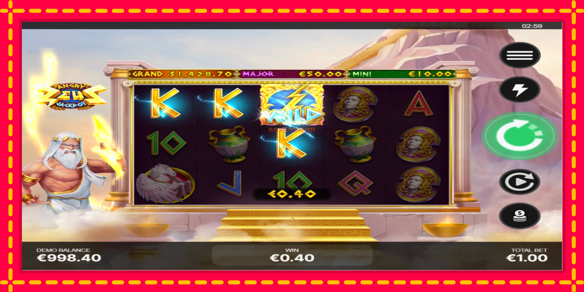 Angry Zeus Jackpot - spēļu automāts ar modernu grafiku