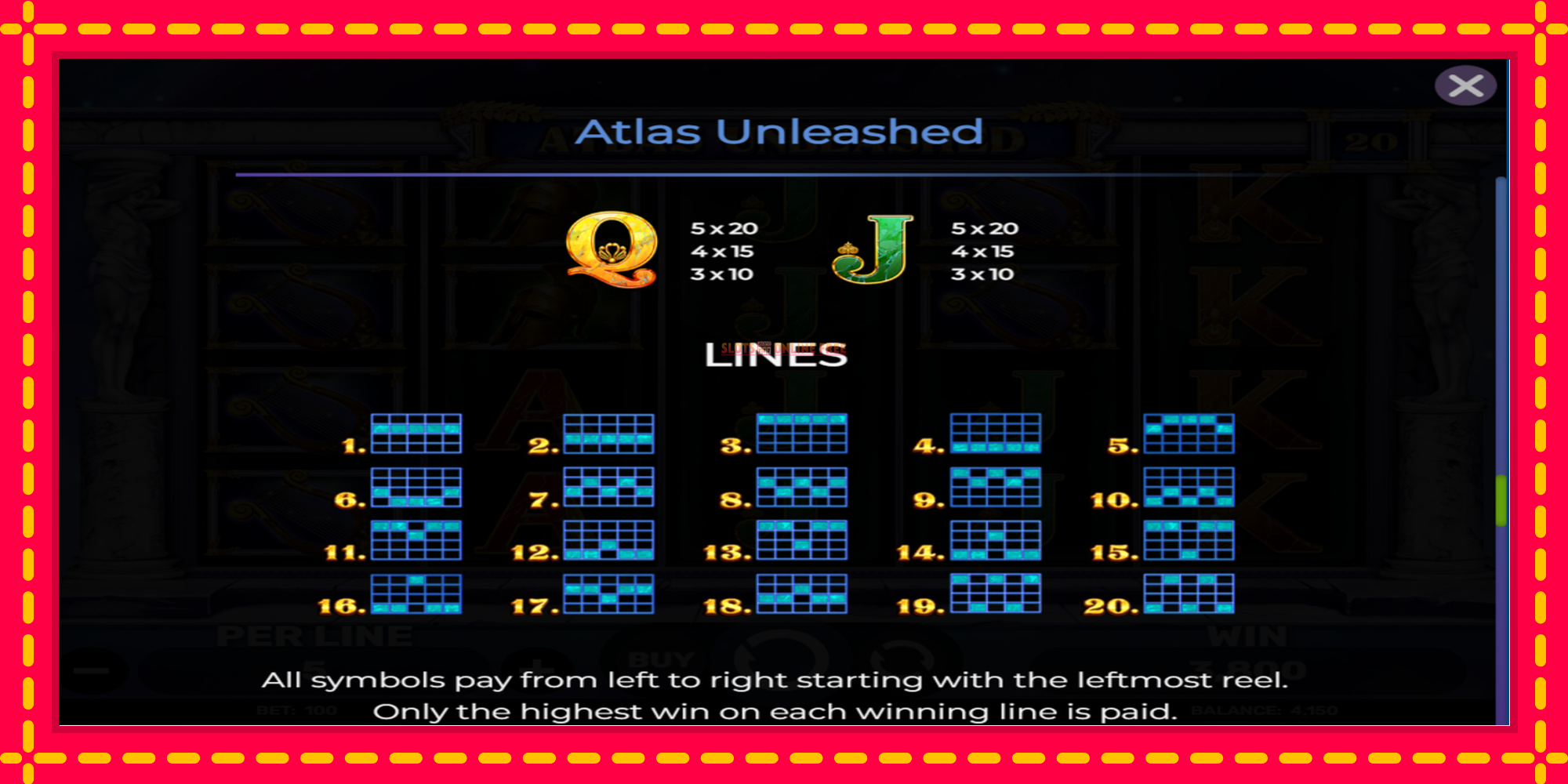 Atlas Unleashed - spēļu automāts ar modernu grafiku