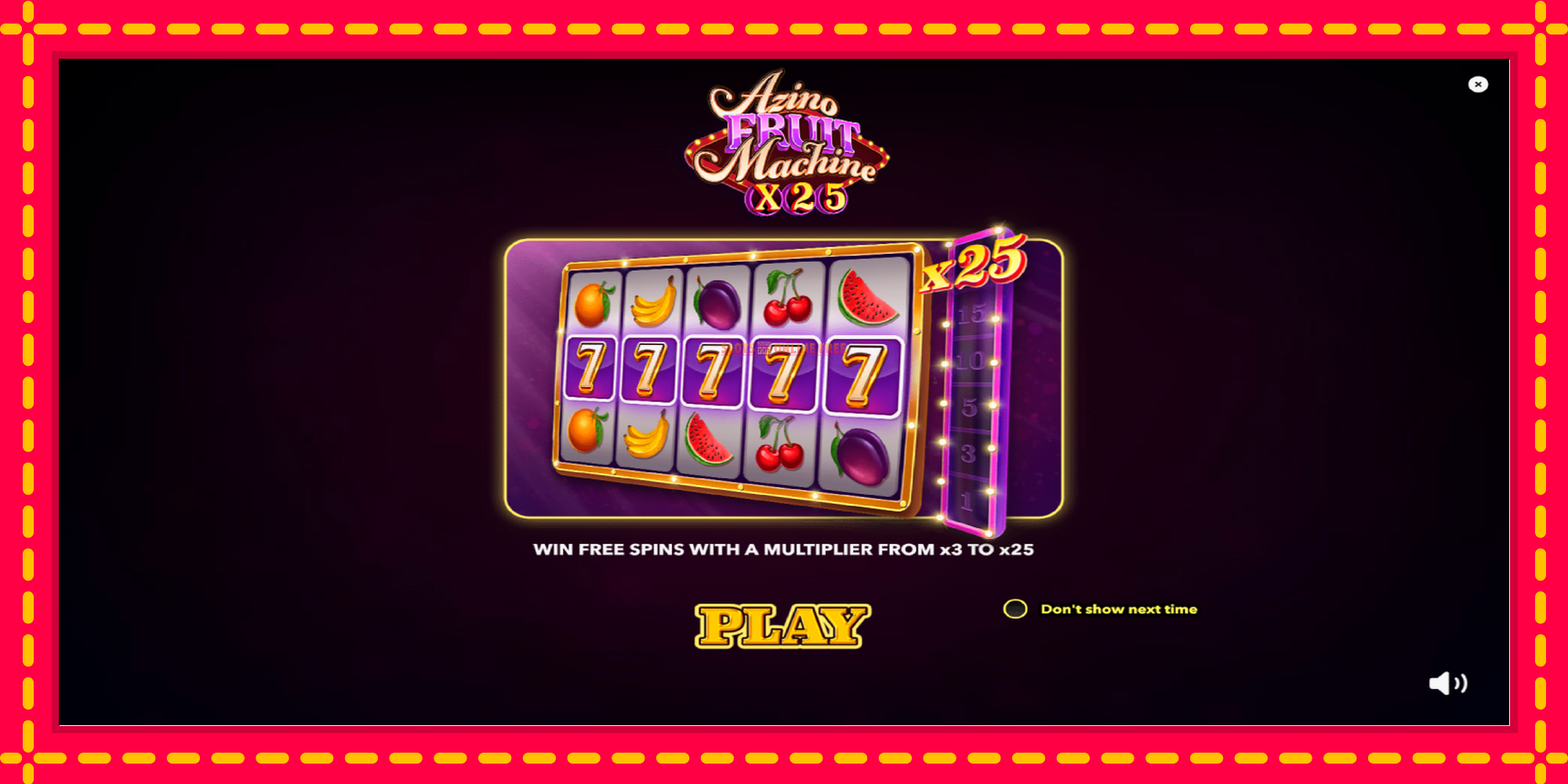 Azino Fruit Machine x25 - spēļu automāts ar modernu grafiku