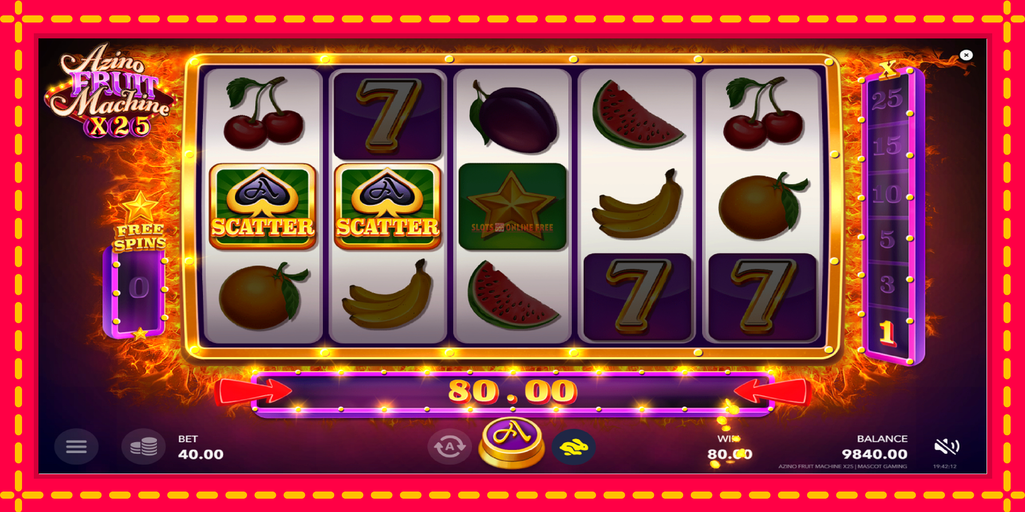 Azino Fruit Machine x25 - spēļu automāts ar modernu grafiku