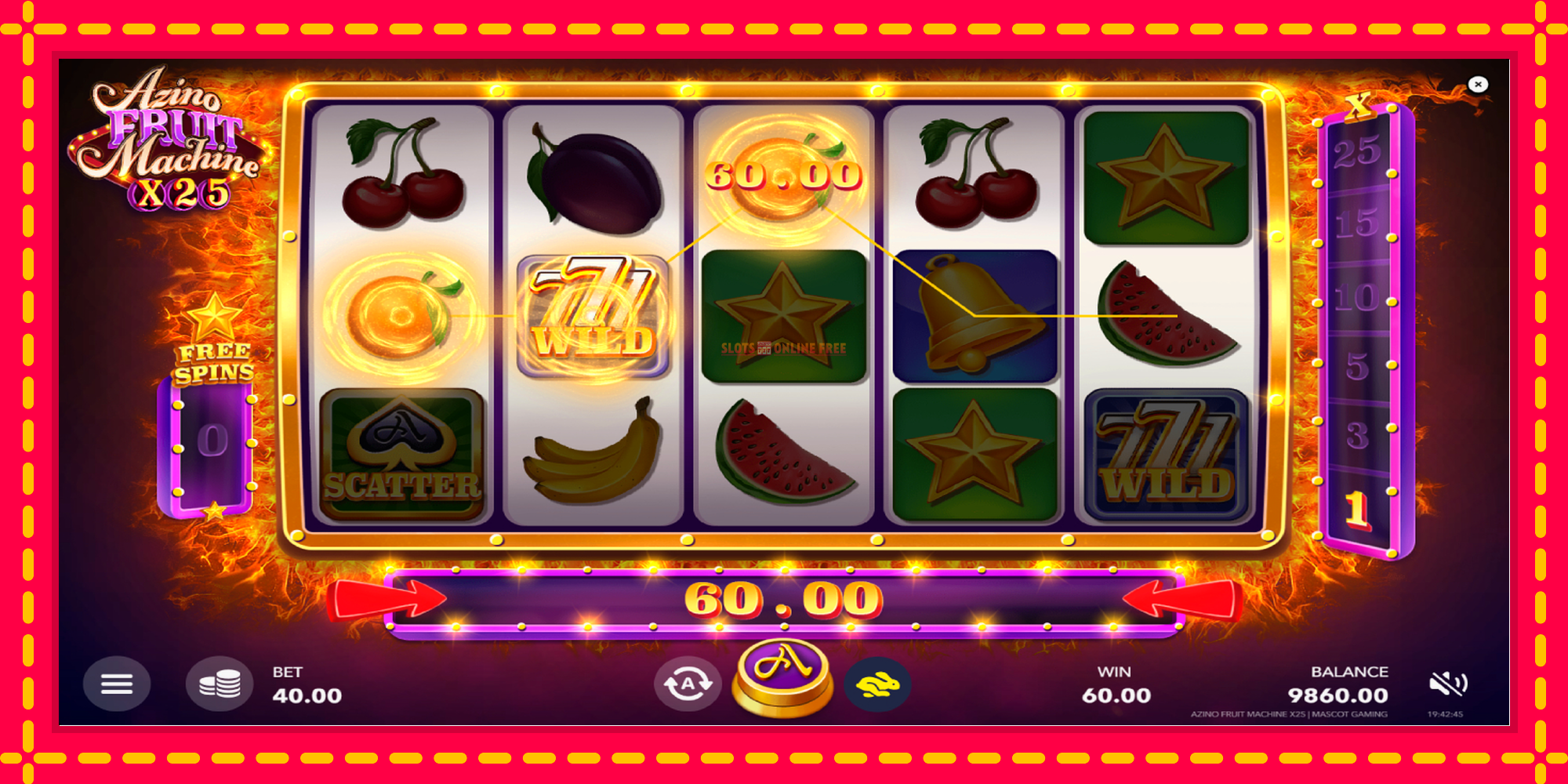 Azino Fruit Machine x25 - spēļu automāts ar modernu grafiku