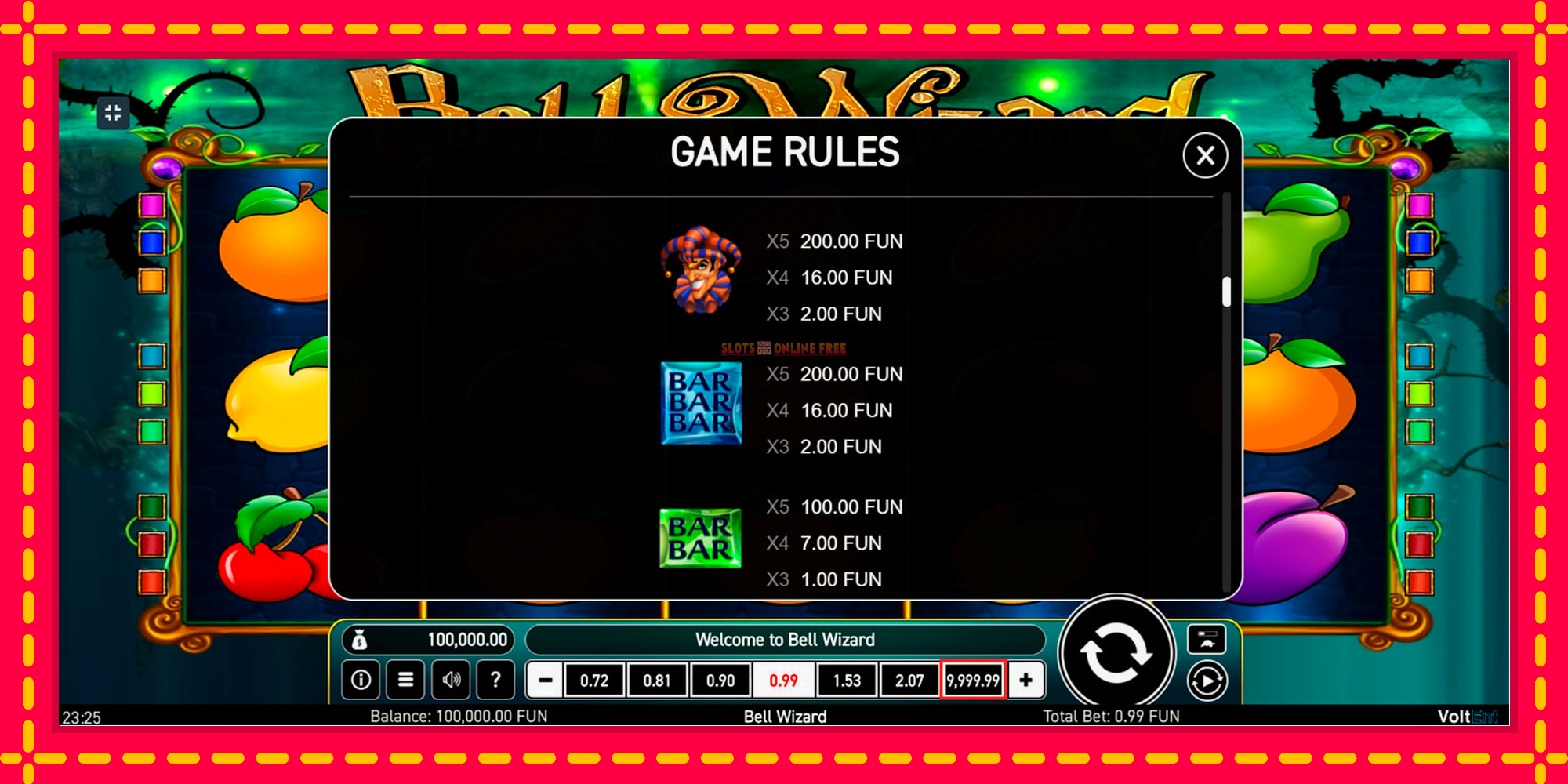 Bell Wizard - spēļu automāts ar modernu grafiku