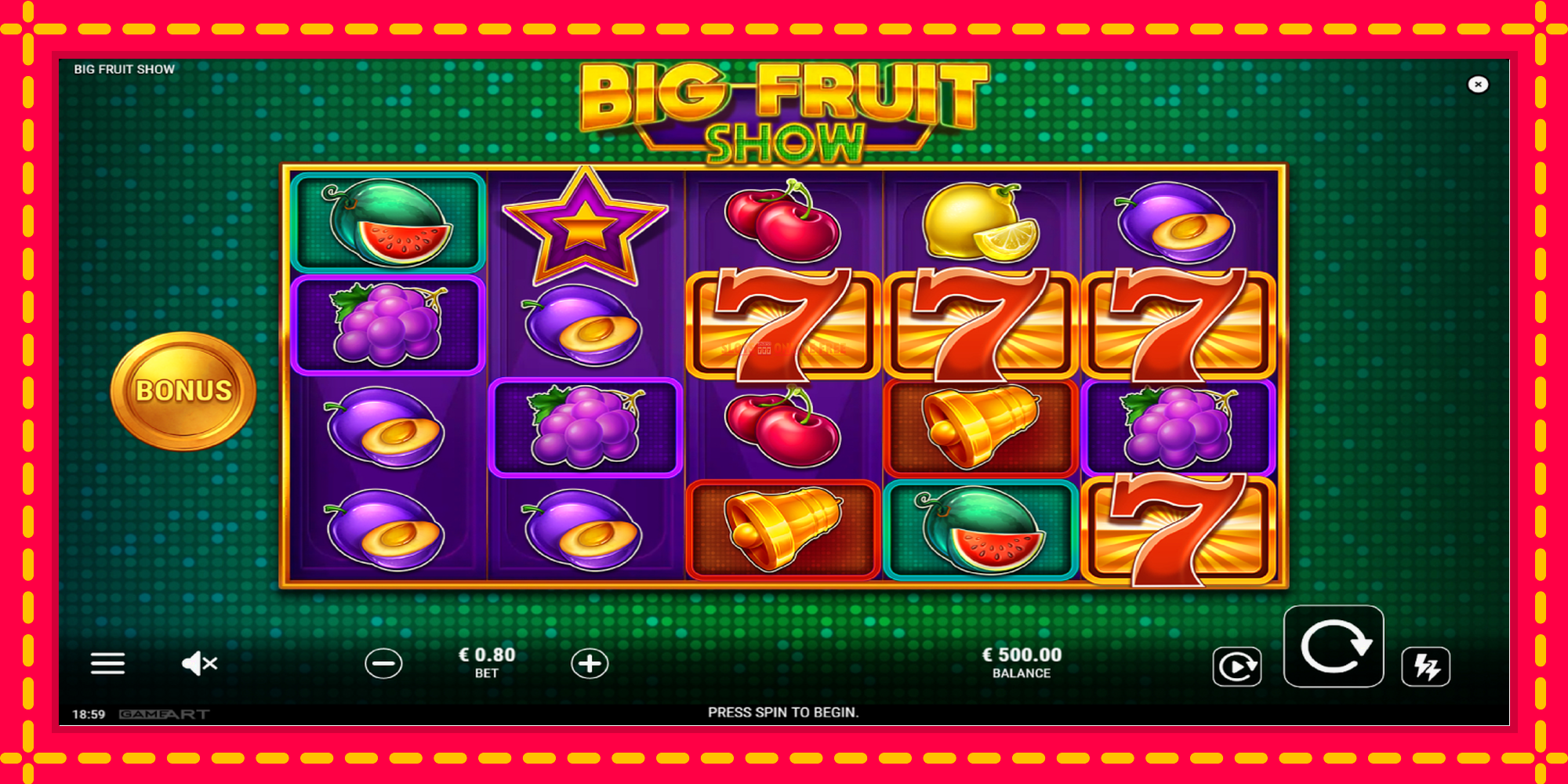 Big Fruit Show - spēļu automāts ar modernu grafiku