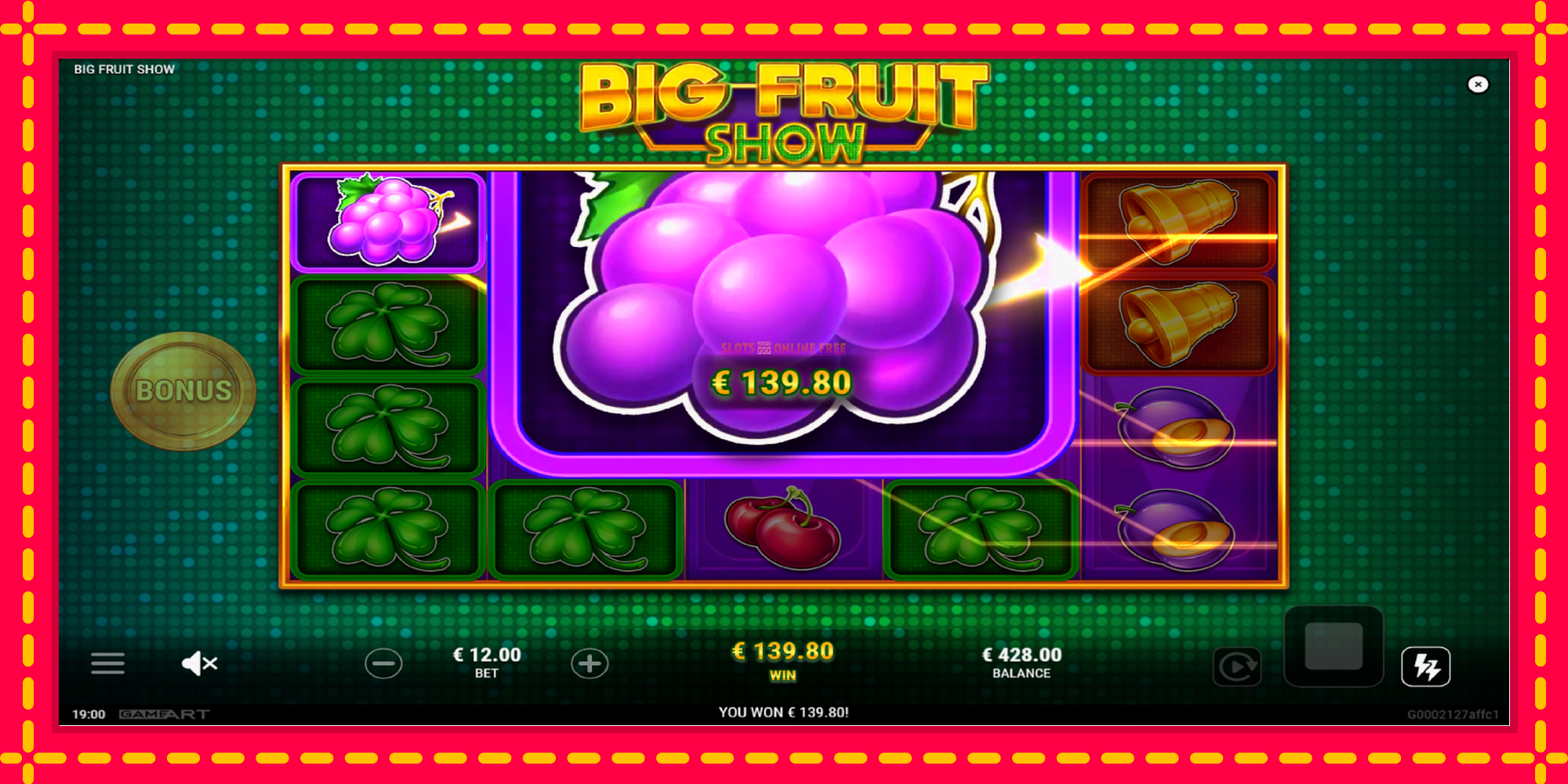 Big Fruit Show - spēļu automāts ar modernu grafiku