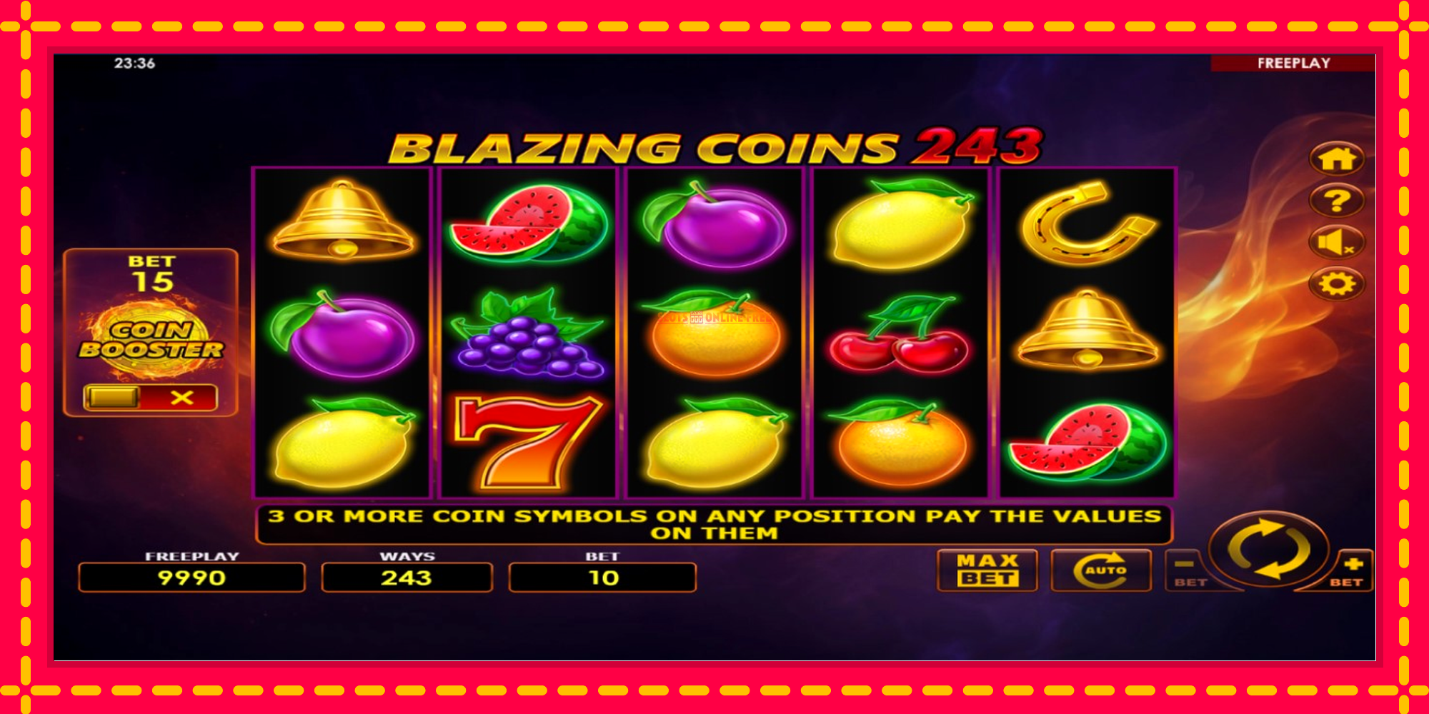 Blazing Coins 243 - spēļu automāts ar modernu grafiku