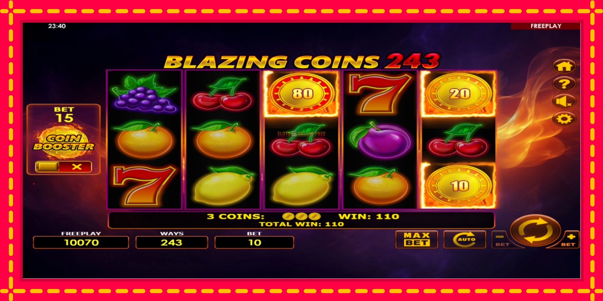 Blazing Coins 243 - spēļu automāts ar modernu grafiku