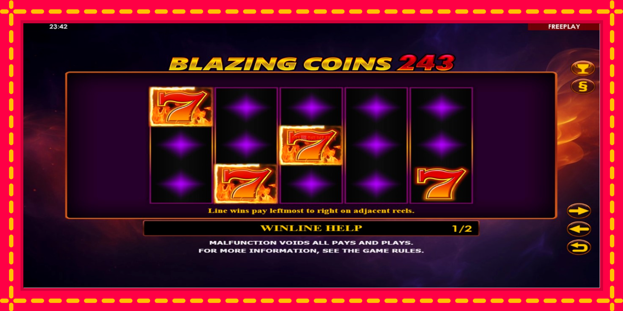 Blazing Coins 243 - spēļu automāts ar modernu grafiku