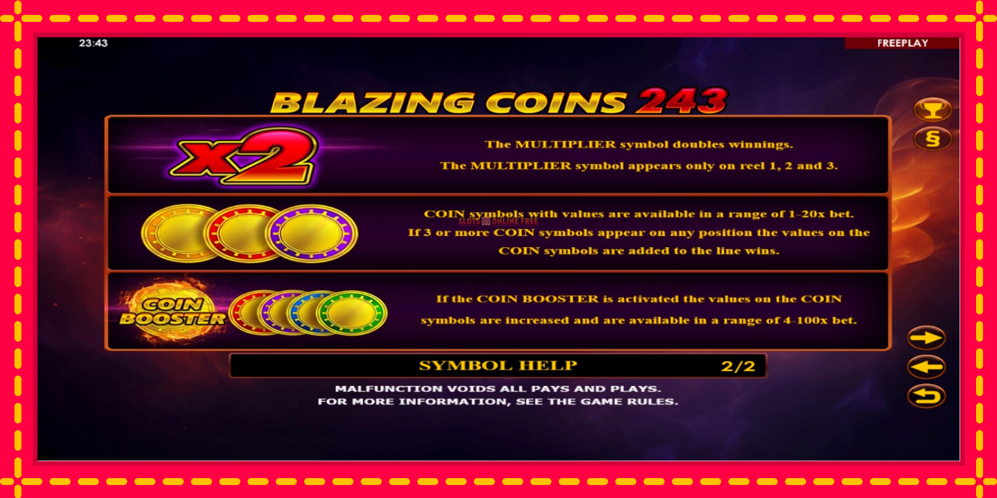 Blazing Coins 243 - spēļu automāts ar modernu grafiku