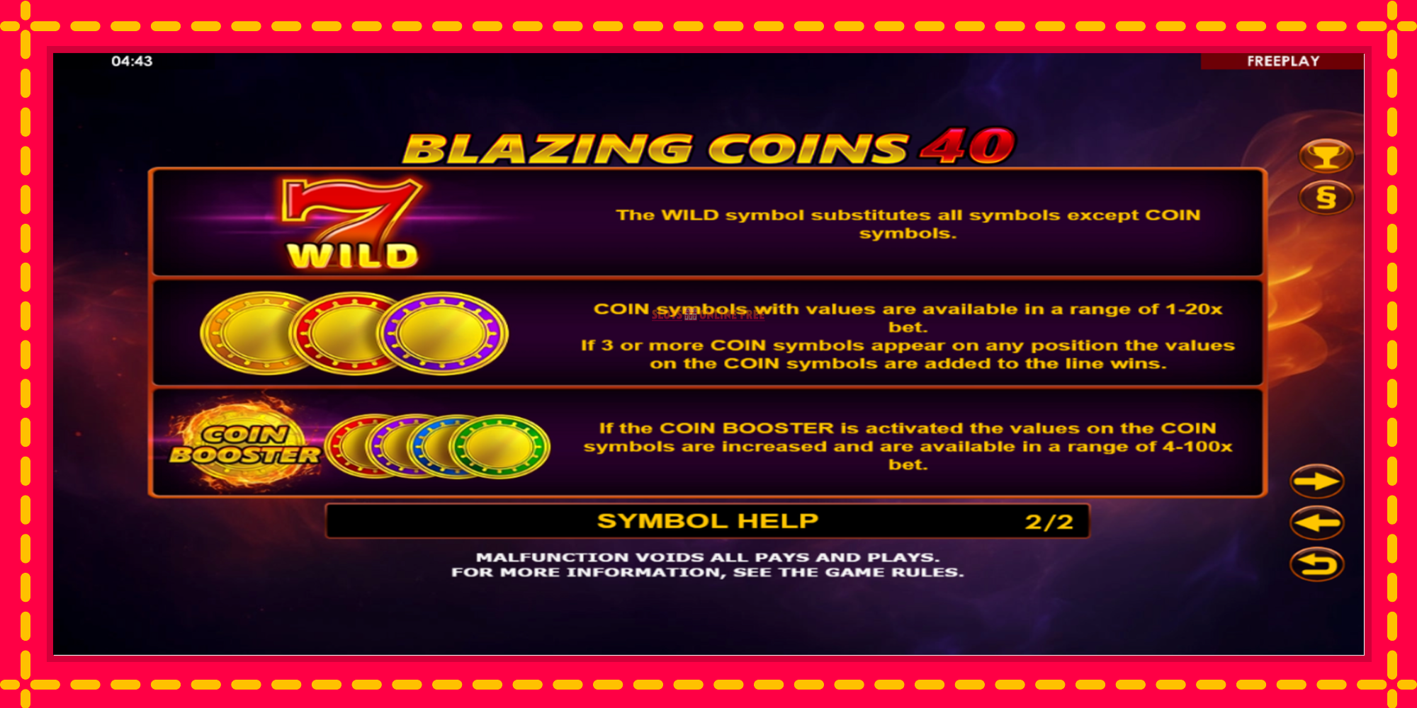 Blazing Coins 40 - spēļu automāts ar modernu grafiku