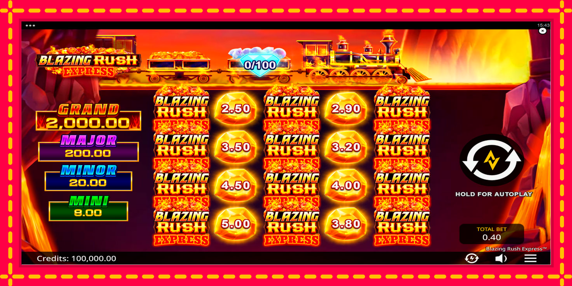 Blazing Rush Express - spēļu automāts ar modernu grafiku