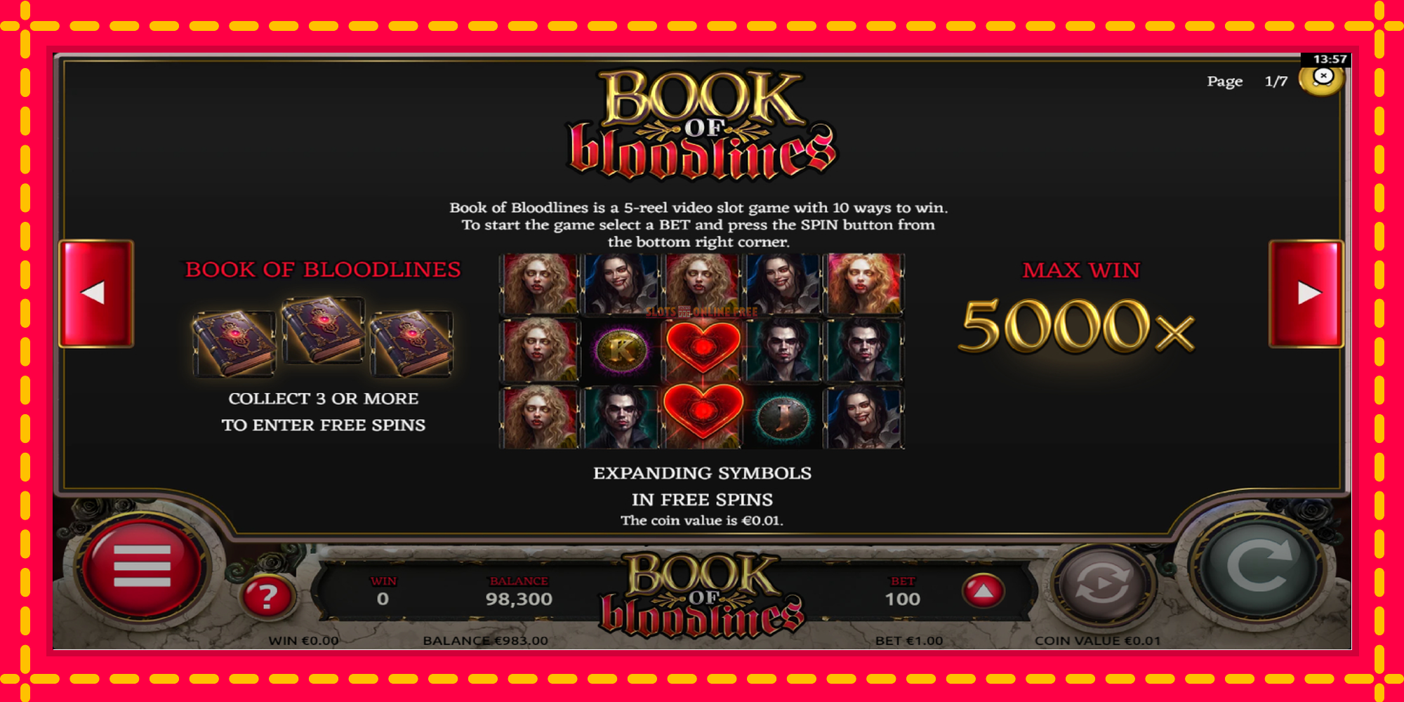 Book of Bloodlines - spēļu automāts ar modernu grafiku