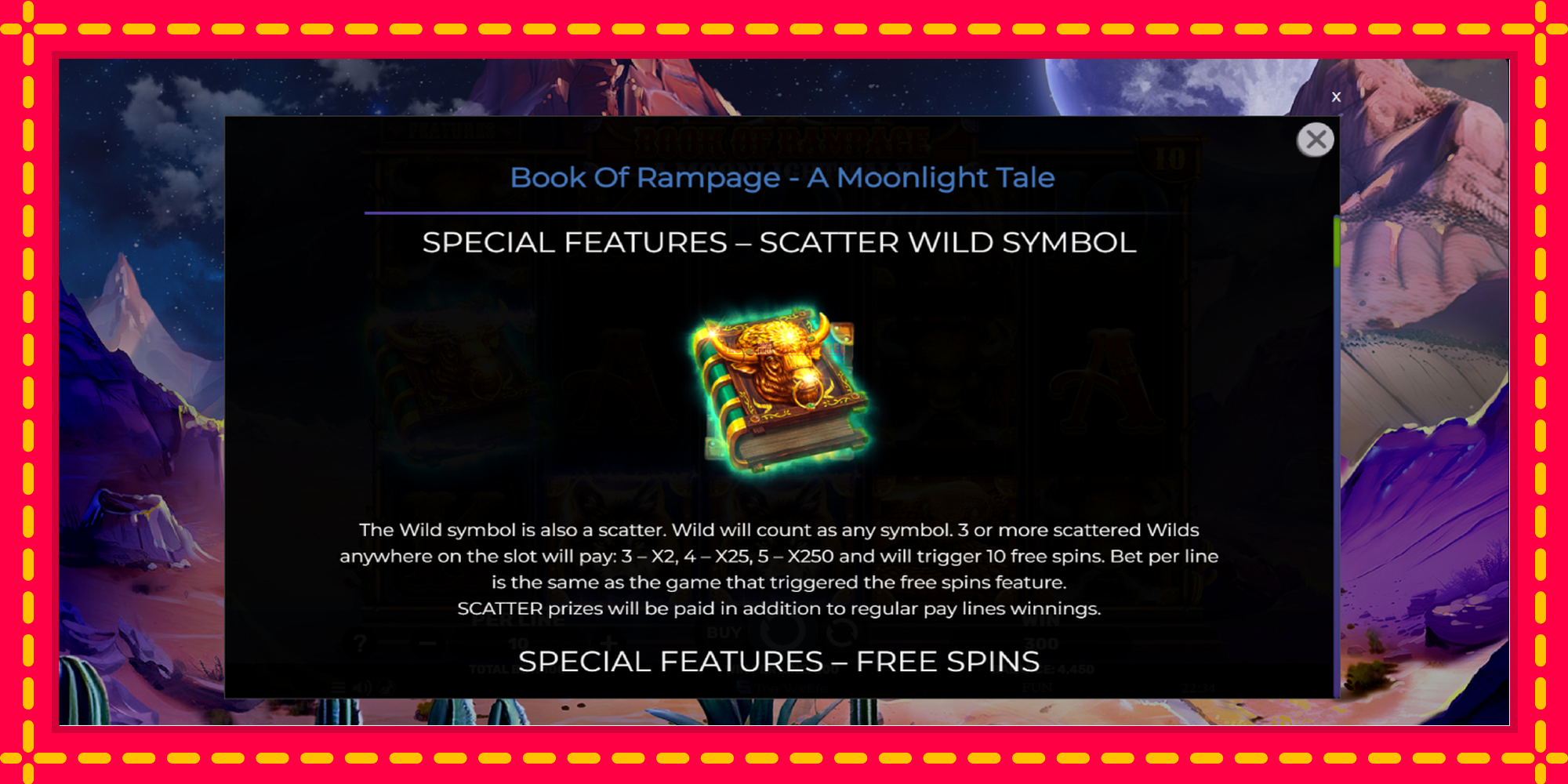 Book of Rampage - A Moonlight Tale - spēļu automāts ar modernu grafiku