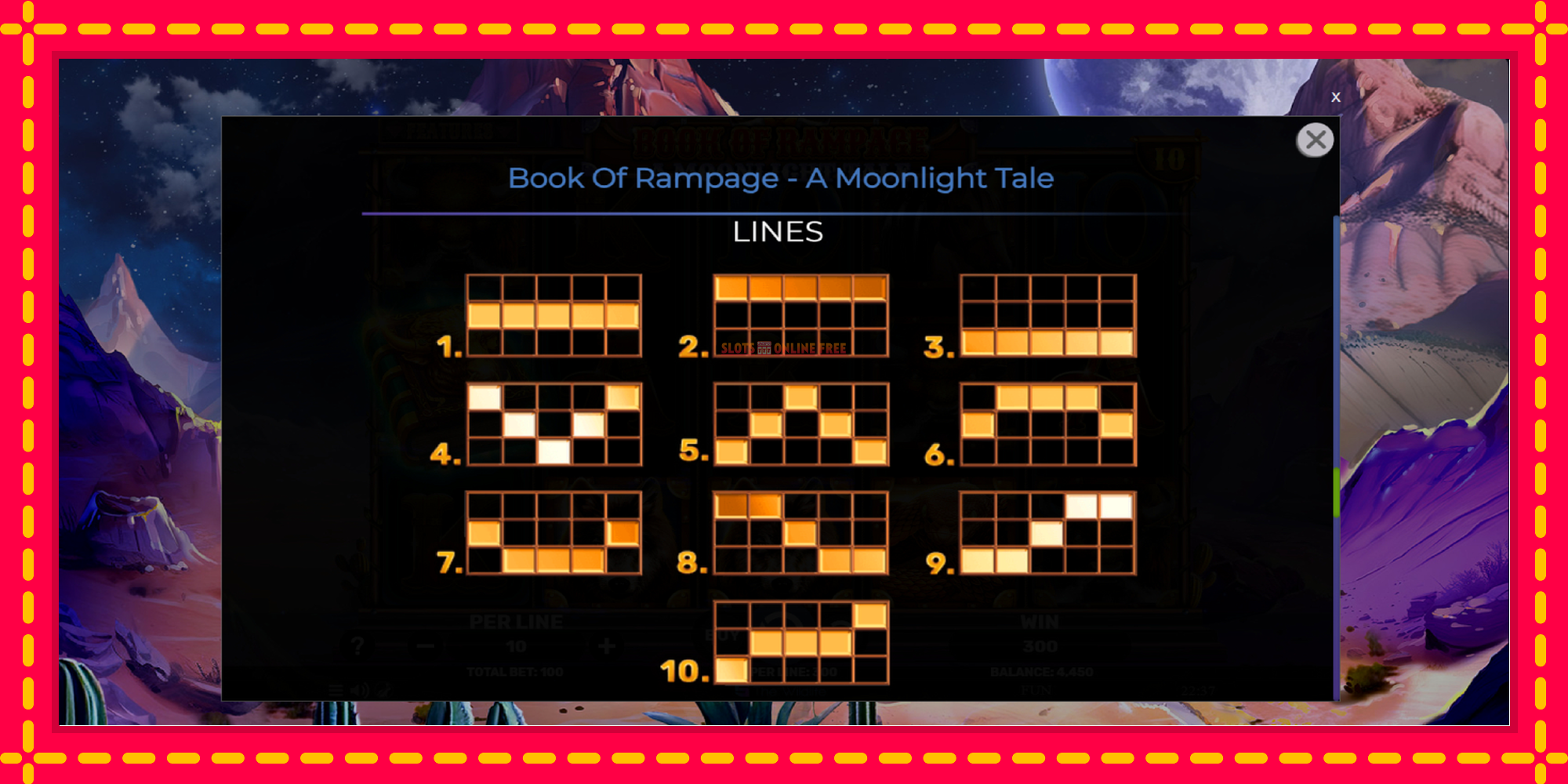 Book of Rampage - A Moonlight Tale - spēļu automāts ar modernu grafiku