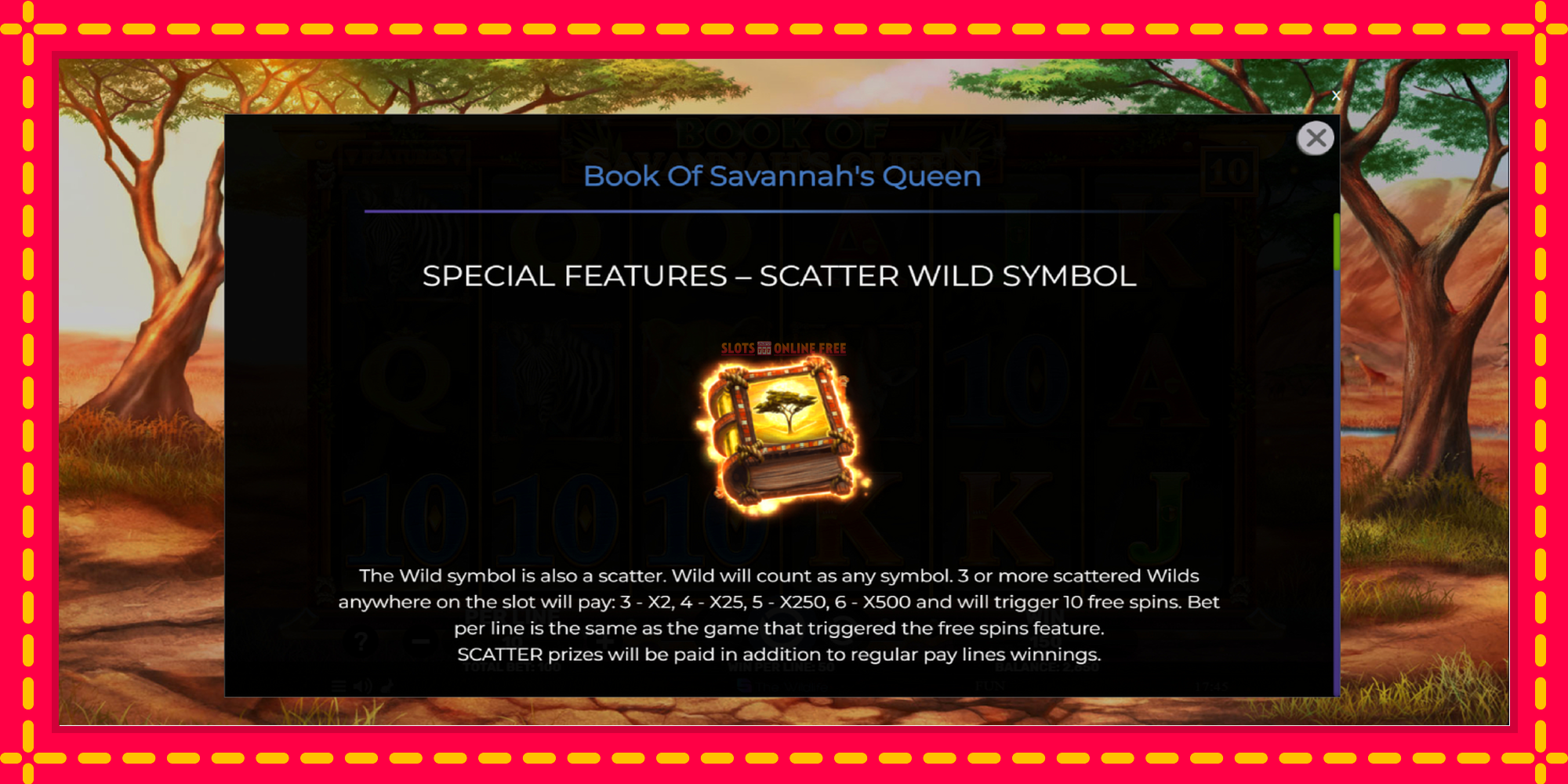 Book of Savannahs Queen - spēļu automāts ar modernu grafiku